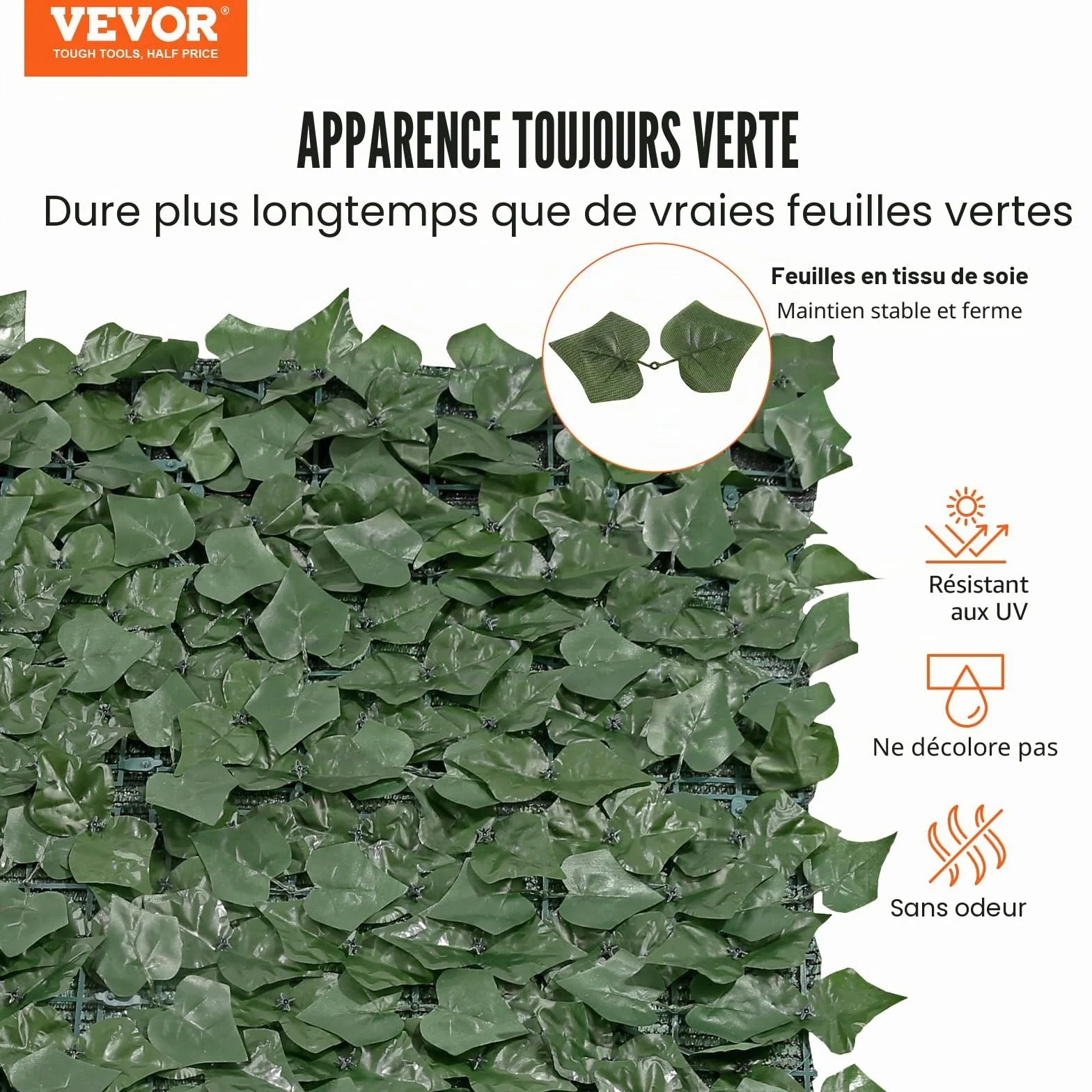 VEVOR Haie Artificielle 150x300 cm Brise-Vue Clôture Lierre Artificiel Intimité Support Tissu Maillé Joint Renforcé Déco Fausses Feuilles Jardin Extérieur