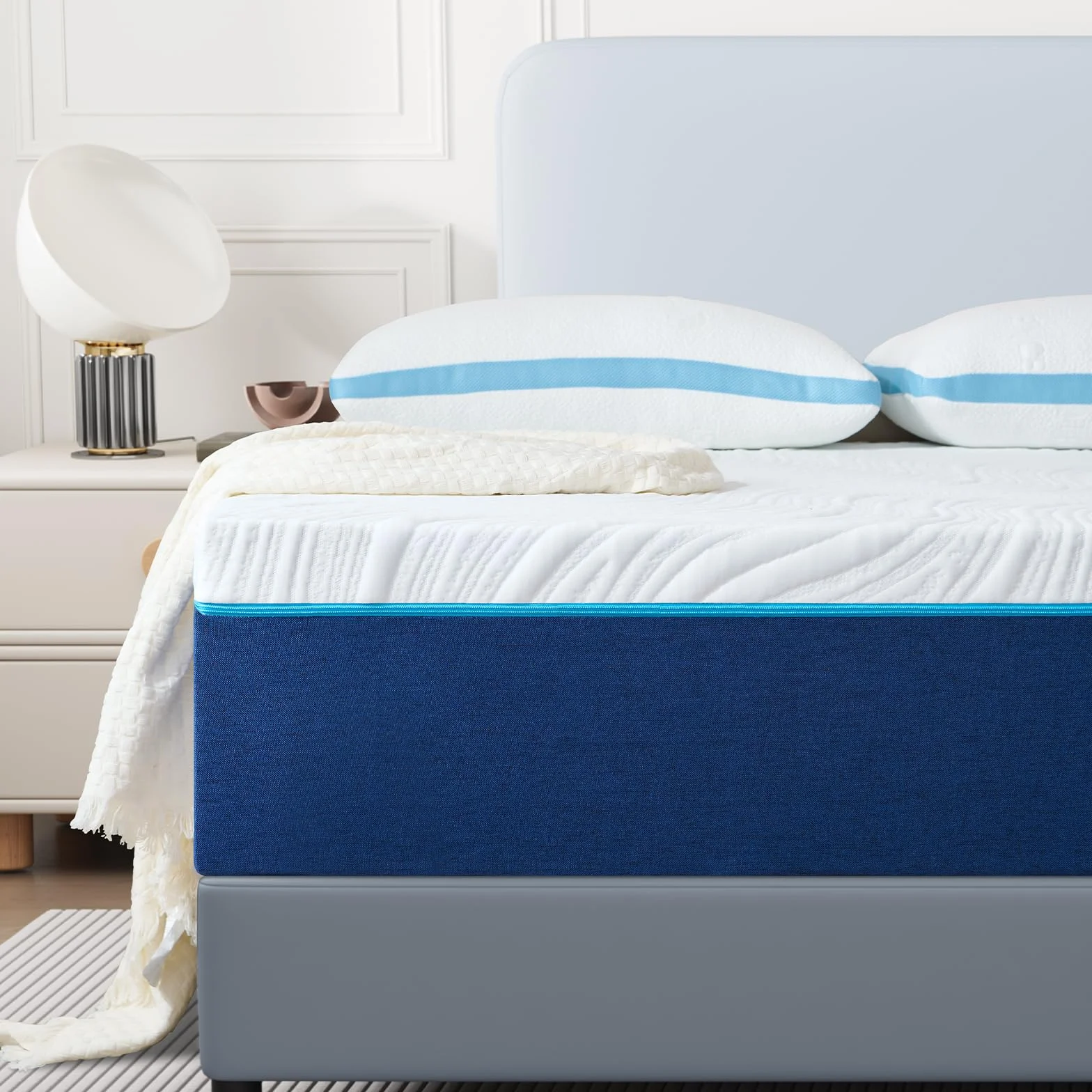 Hiimgo Matelas 90x190x16cm, Matelas en Mousse à Mémoire de Forme, Fermeté Moyenne,7 Zones de Confort, Soutien Parfait, Réversible à Deux Faces Utilisables