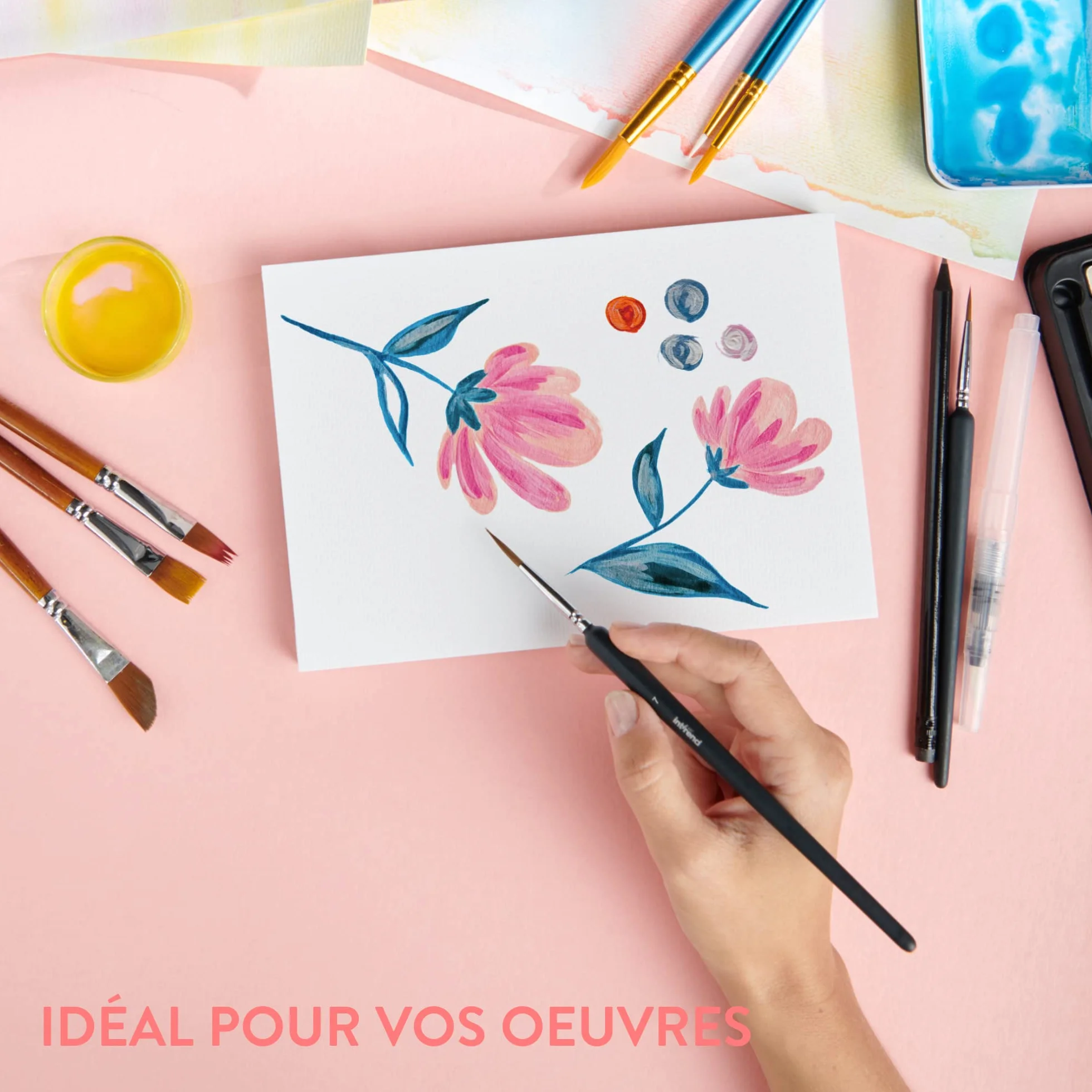 int!rend Carnet de Papier Aquarelle A5 40 Feuilles 300g - Crayon Aquarellable Stylo Pinceau à Réserve d'Eau