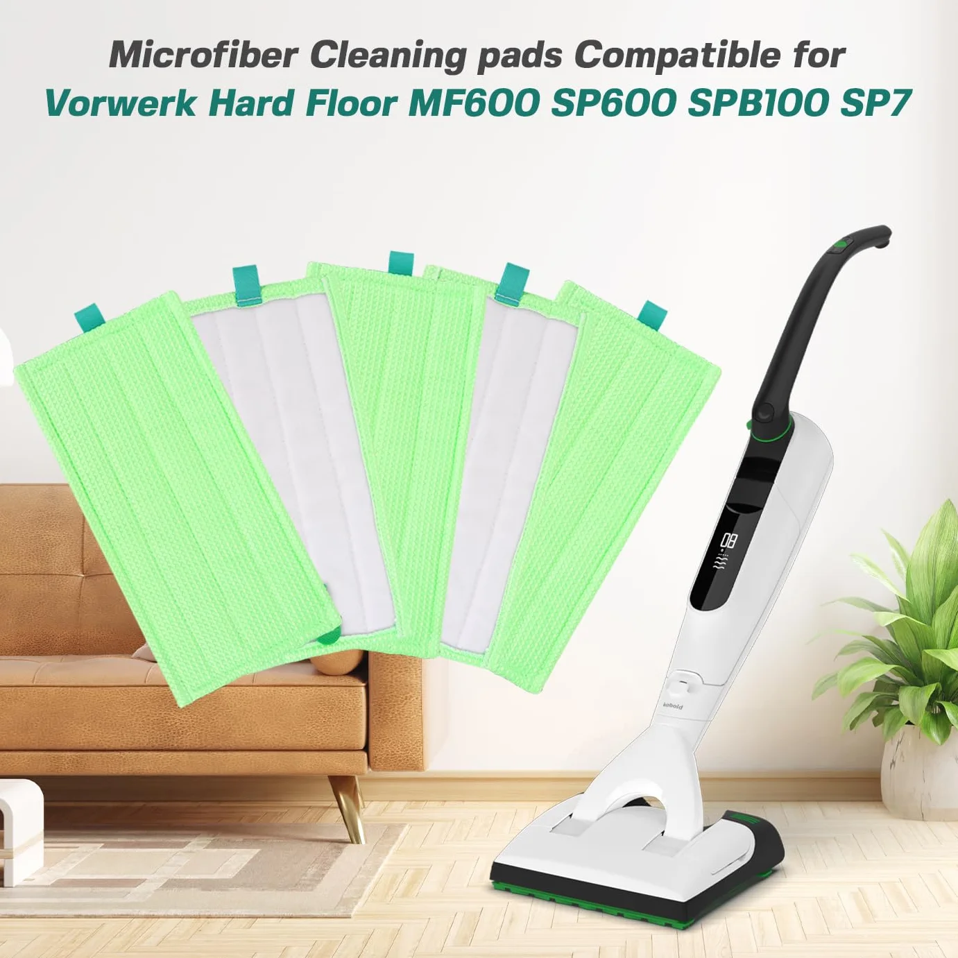 Lot de 5 serpillères en microfibre compatibles Vorwerk MF600 SP600 SPB100 SP7 - Chiffon de rechange pour aspirateur Tiger Kobold