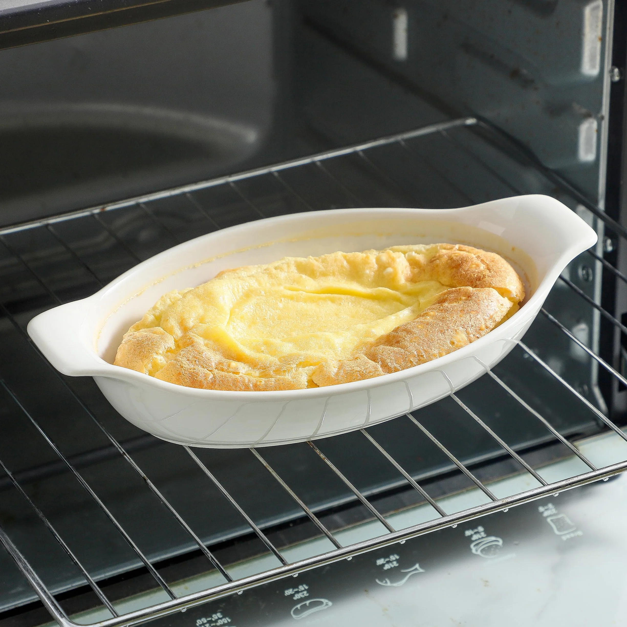 Lot de 6 Petits Plats de Cuisson en Céramique, Plat a Gratin Individuel Four 350 ml - 22,8 x 11,9 x 4,3 cm, Plats de Cuisson Ovales avec Poignées, Allant au Four et au Micro-ondes