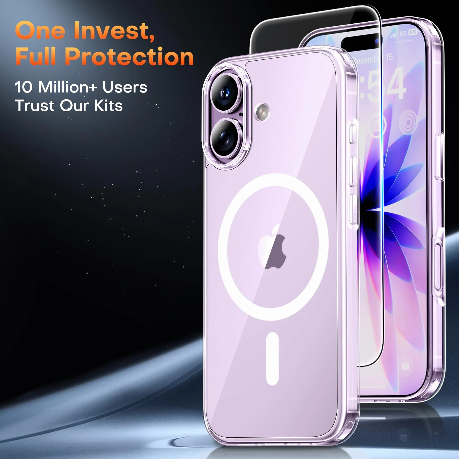 TAURI do iPhone 17 Etui 6.3" z Szkło Hartowane Ochraniacz Ekranu, Kompatybilny z magnetyczne, Nieżółknącą Odporny na Magnetyczna Obudowy - Przejrzysty