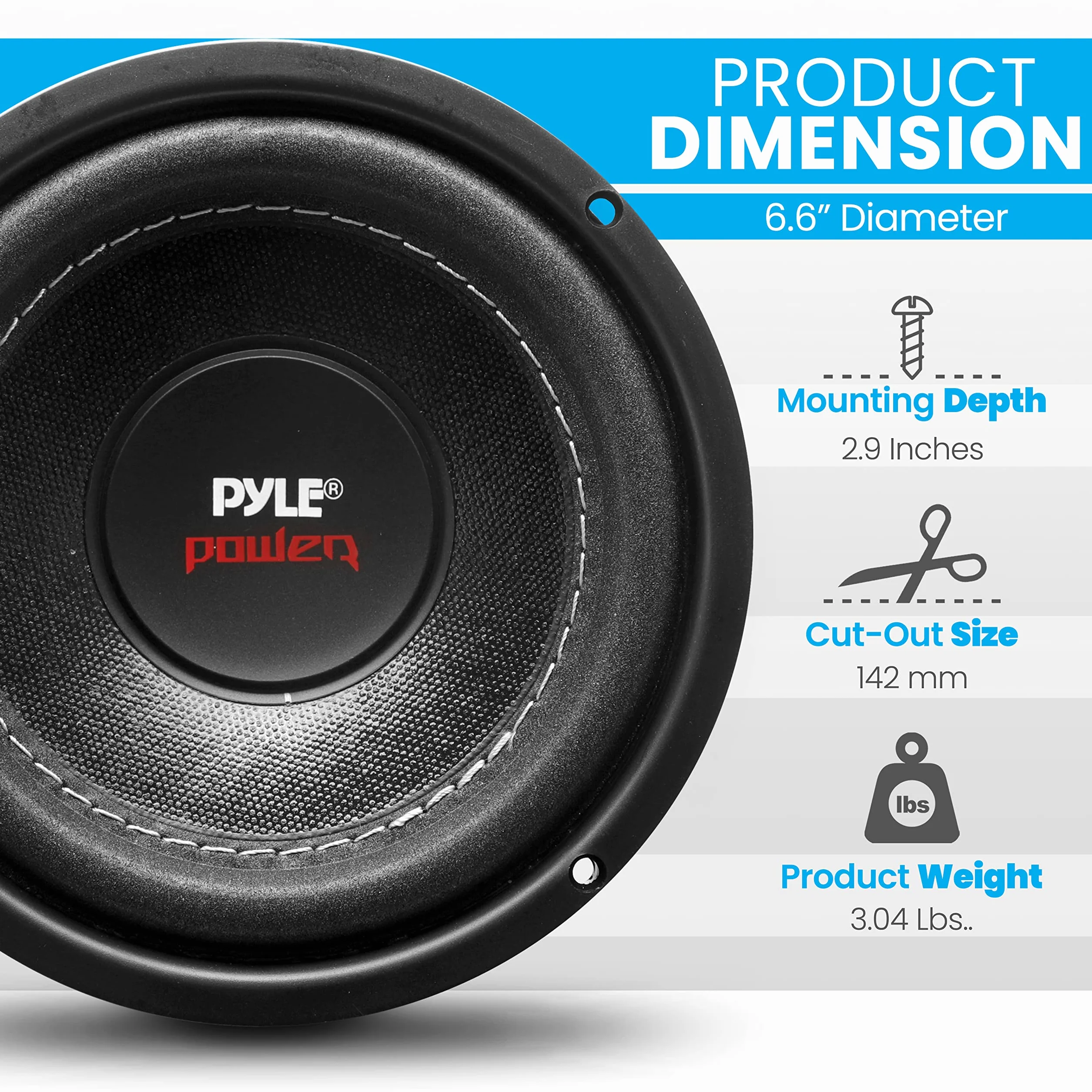 6.5" Car Subwoofer Speaker – 600W Dual Voice Coil, 4 Ohm, Non-Pressed Paper Cone, Foam Surround, Black Basket – Pyle PLPW6D