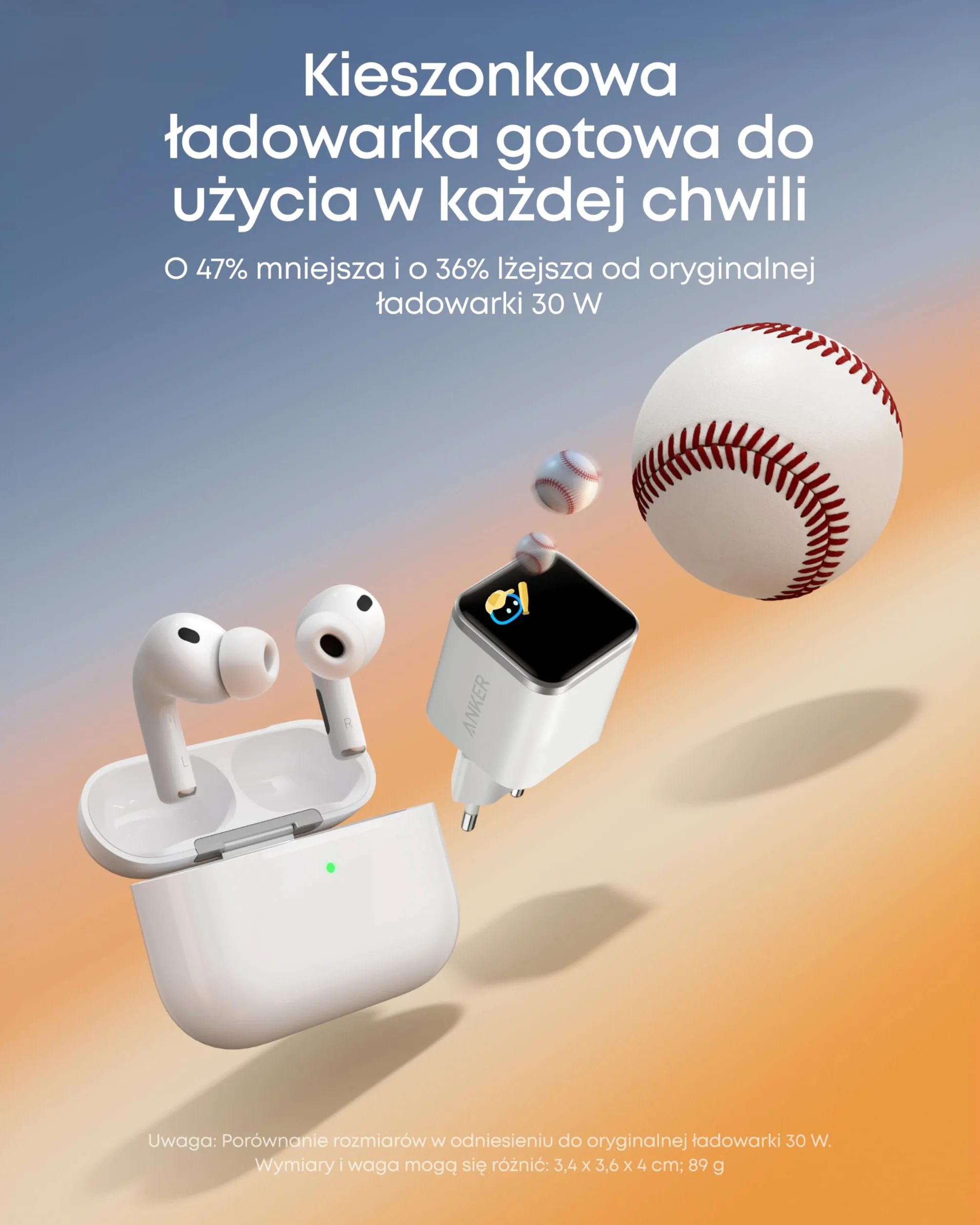 Ładowarka Anker Nano 45 W USB-C, zasilacz 45 W z wyświetlaczem Smart Display, funkcją inteligentnego wykrywania i wbudowanym trybem oszczędzania energii, do iPhone'a 17/16/15 (bez baterii, bez kabla)