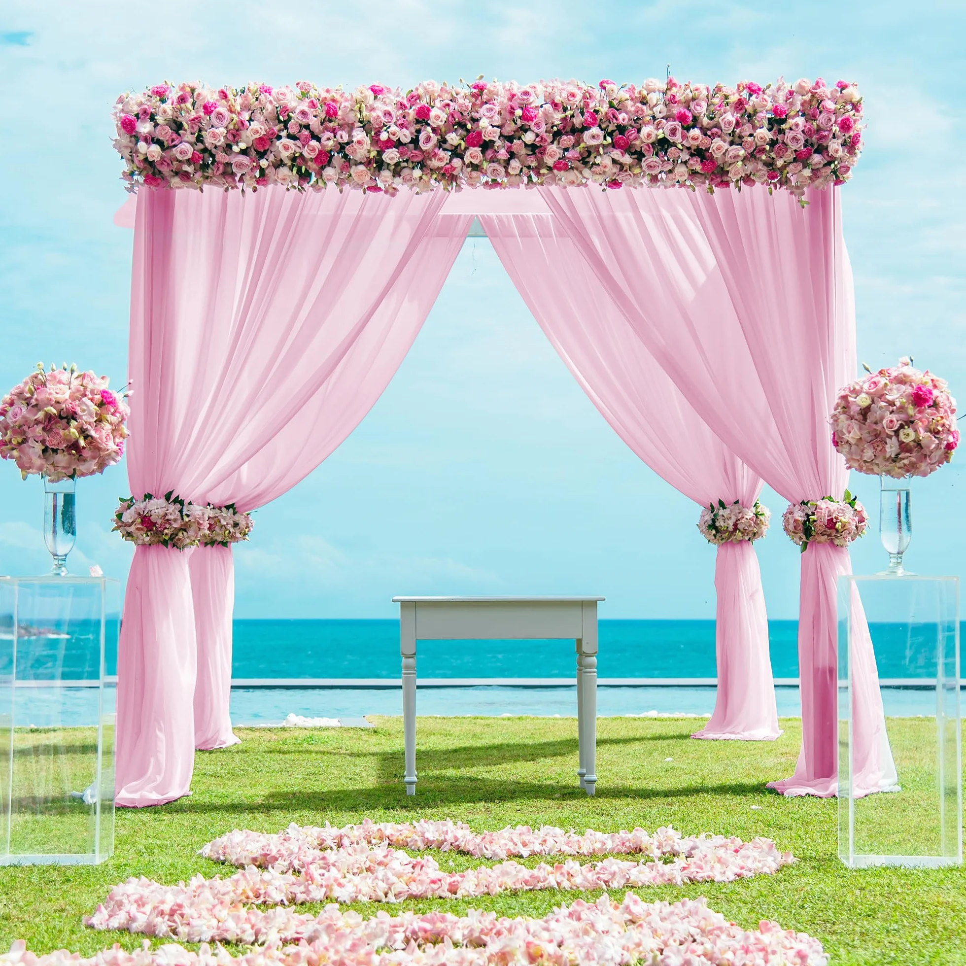 Ghope Rideau Arche de Mariage 150 x 600cm Voile Tulle Transparent Romantique Décoration Cérémonie