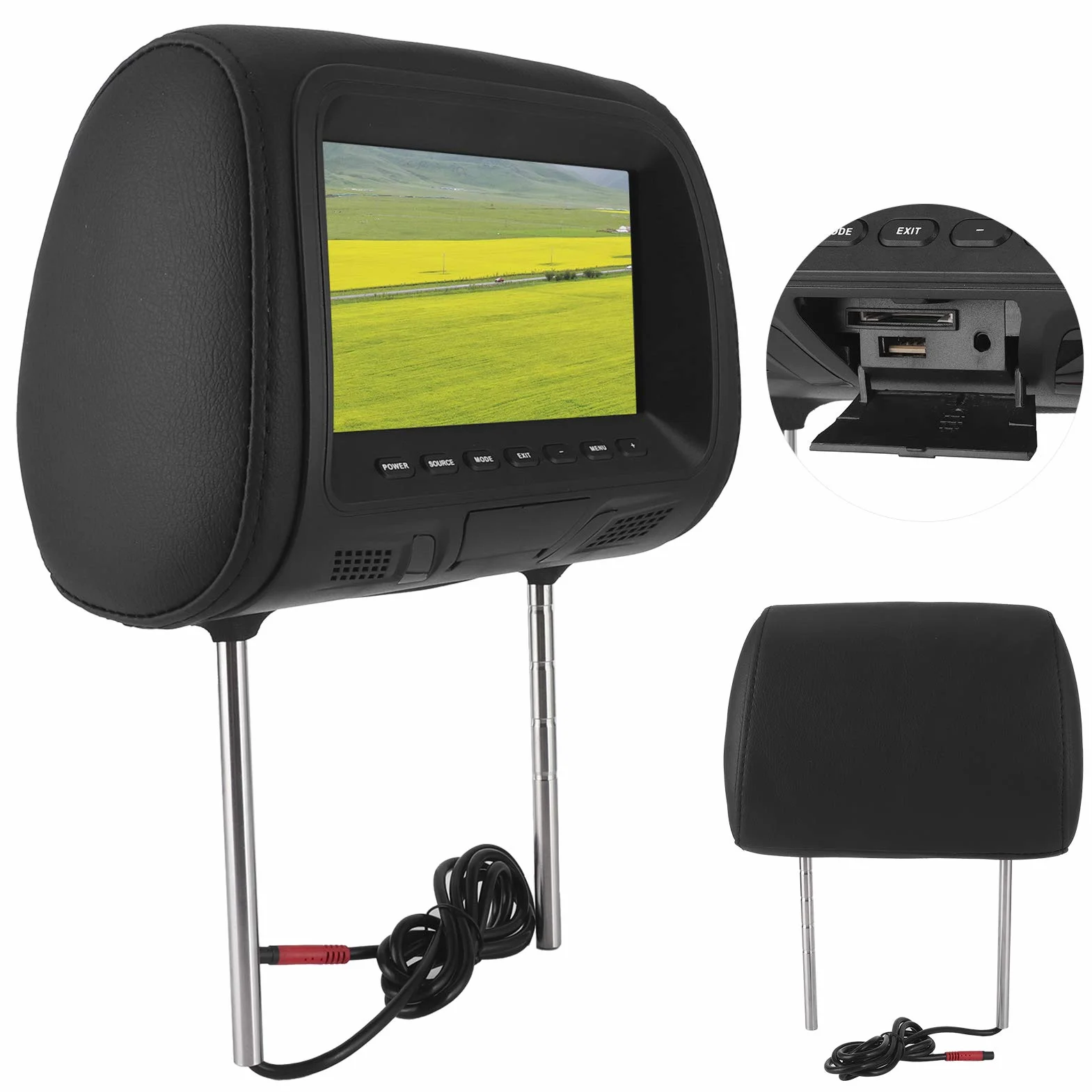 Odtwarzacz DVD z Zagłówkiem Samochodowym, 7-calowy Odtwarzacz Wideo HD 1080P HD Obsługa Wzmacniacza Bluetooth i USB, Wielofunkcyjny Monitor Samochodowy z Zagłówkiem, dla Dzieci, Wideo, Gry