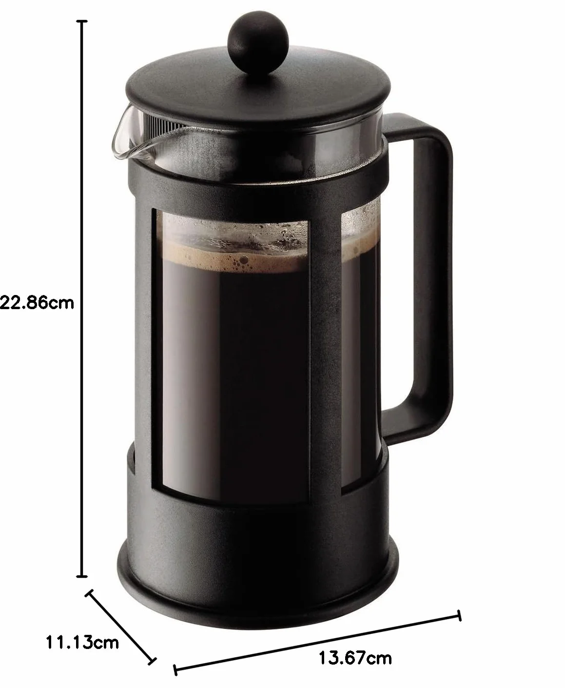 Bodum Kenya Cafetière à Piston 1L 8 Tasses en Verre Borosilicate et Inox Passe au Lave-Vaisselle