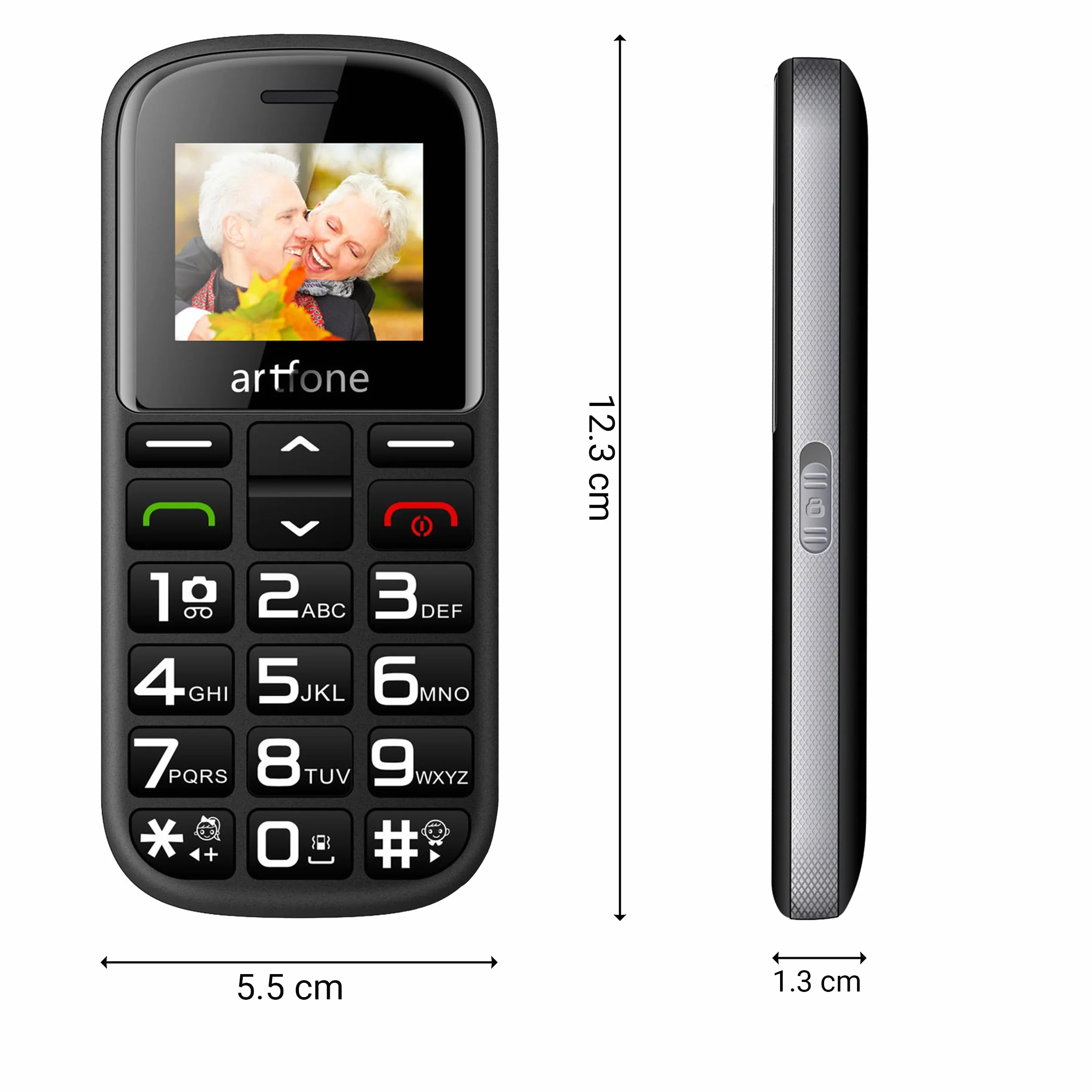 Retoo Telefon komórkowy dla seniorów z dużymi przyciskami i bez umowy, telefon komórkowy dla seniorów z przyciskiem alarmowym SOS, łatwa obsługa, aparat 0,08 MP, akumulator litowo-jonowy 1400 mAh dla