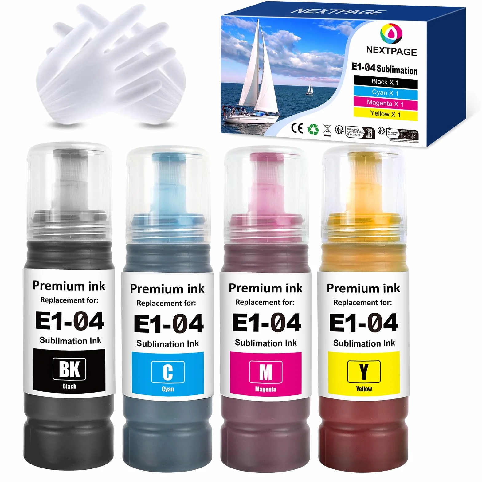 Nextpage Lot de 104 encres de sublimation compatibles Epson EcoTank ET-1810 ET-2710 ET-2711 ET-2712 ET-2714 ET-2715 ET-2720 ET-2721 ET-2726 ET-2810 ET-2811 ET-281 2 cartouches noires