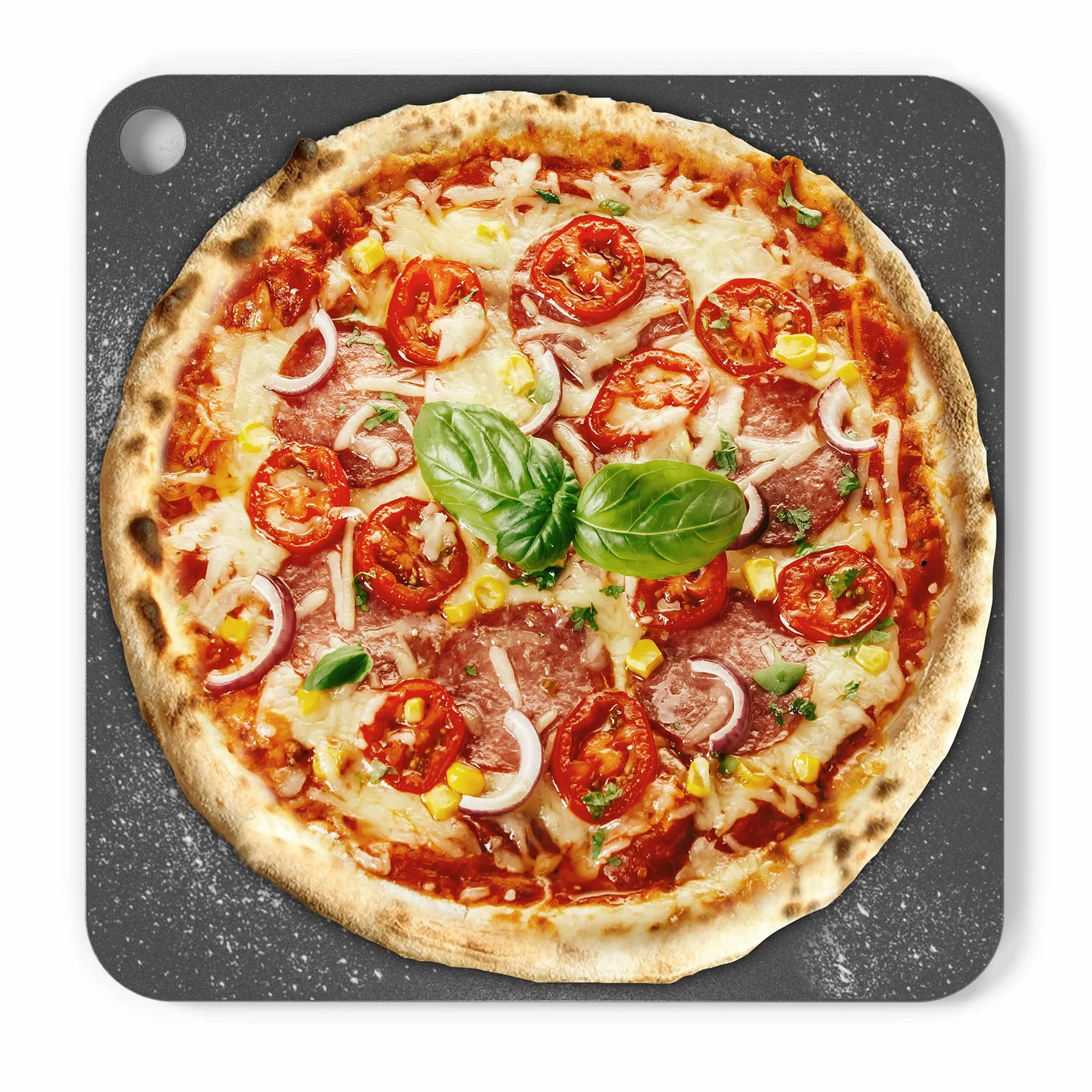 Chef Pomodoro | Pierre à Pizza en Acier pour Four - Plaque Pizza, Acier de Cuisson Rapide et Homogène pour grill et four - Acier à Pizza Pré-enduit Original et Artisanal (33 x 33 x 0,6 cm)
