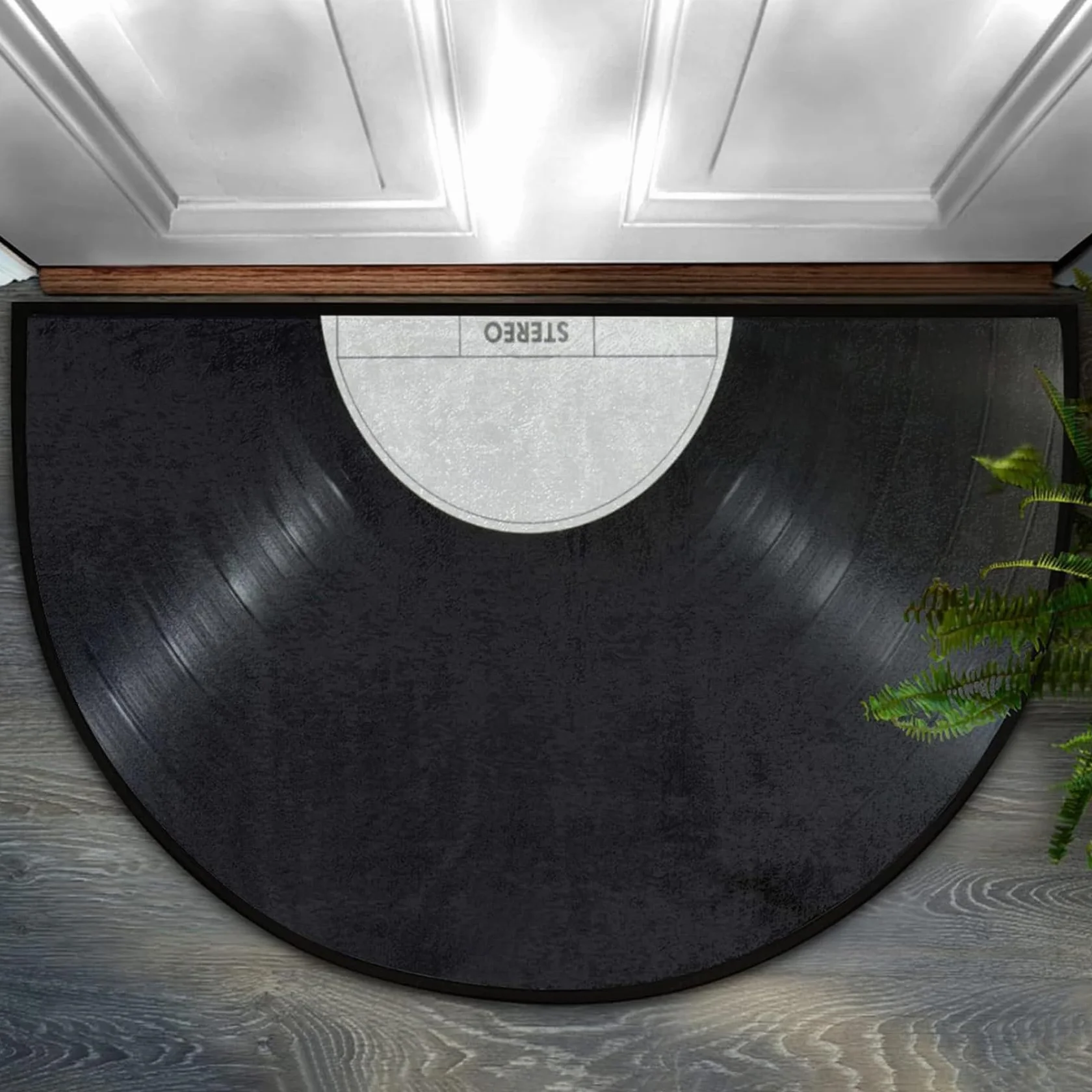 Paillasson Demi-Rond Vinyle 40,6 x 61 cm Lavable Fond Antidérapant Polyester pour Entrée