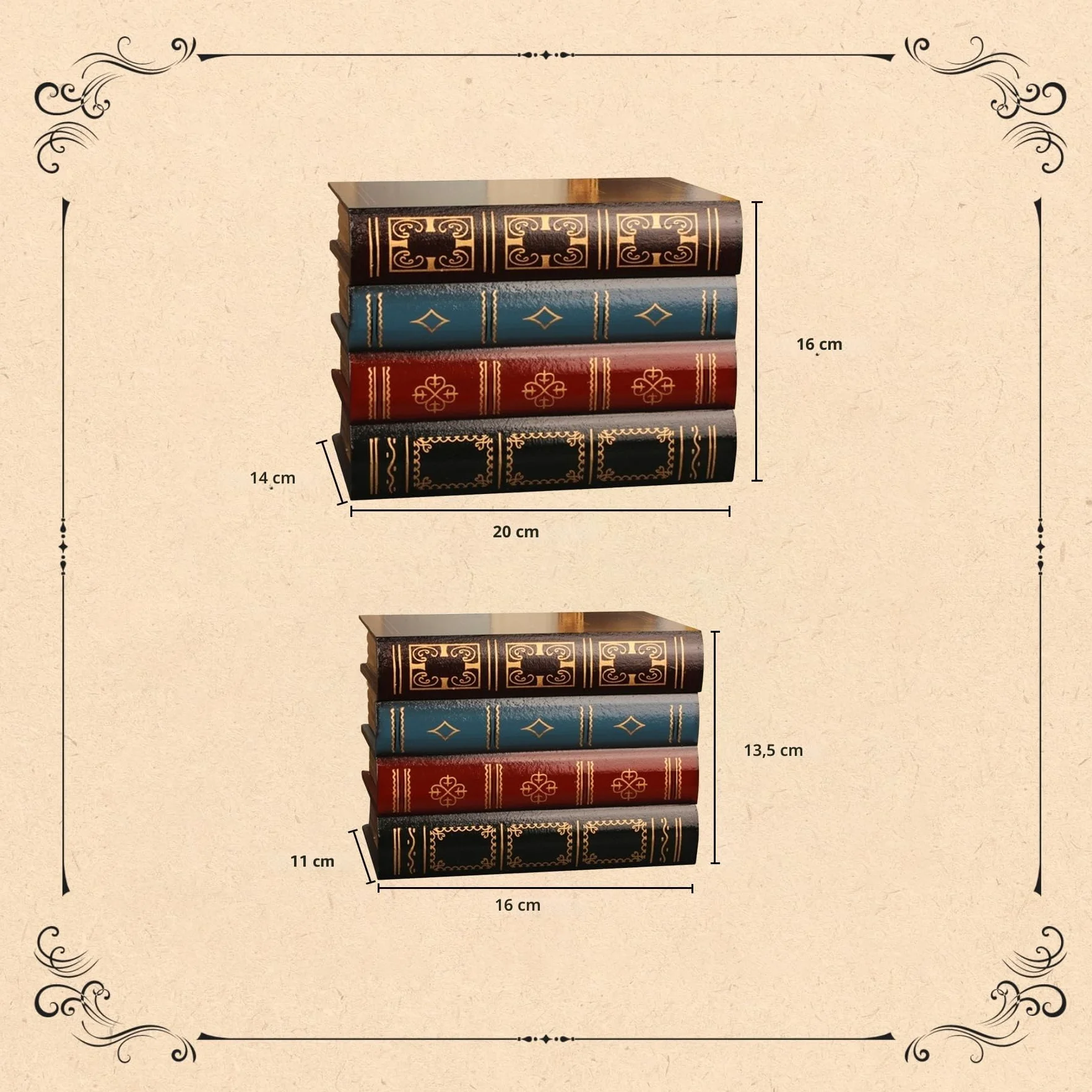 Lot de 2 boîtes de rangement vintage en bois pour bijoux - Imitation livres