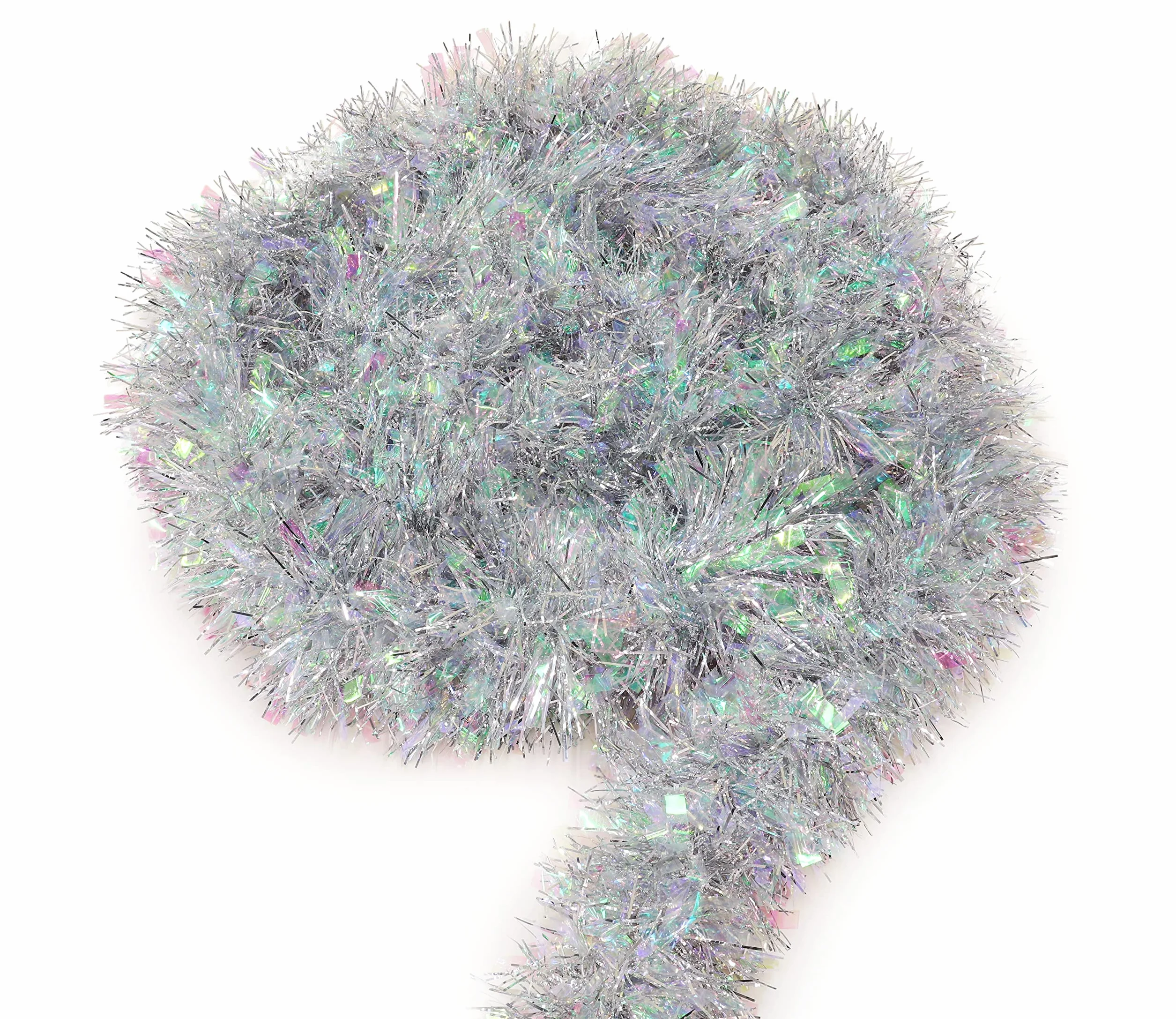 Christmas Concepts Tinsel de Noël Chunky/Fine 3m Argent & Irisé