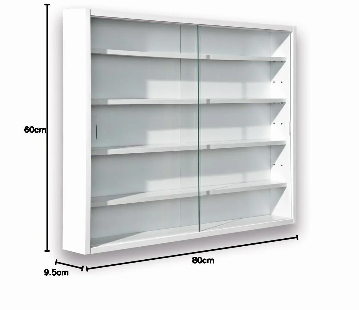 Inter Link - Vitrine Murale pour Objets de Collection – Armoire de rangement avec 4 étagères – 5 Compartiments - pour Miniatures - MDF -Blanc (80x60x9.5 cm) Compilati