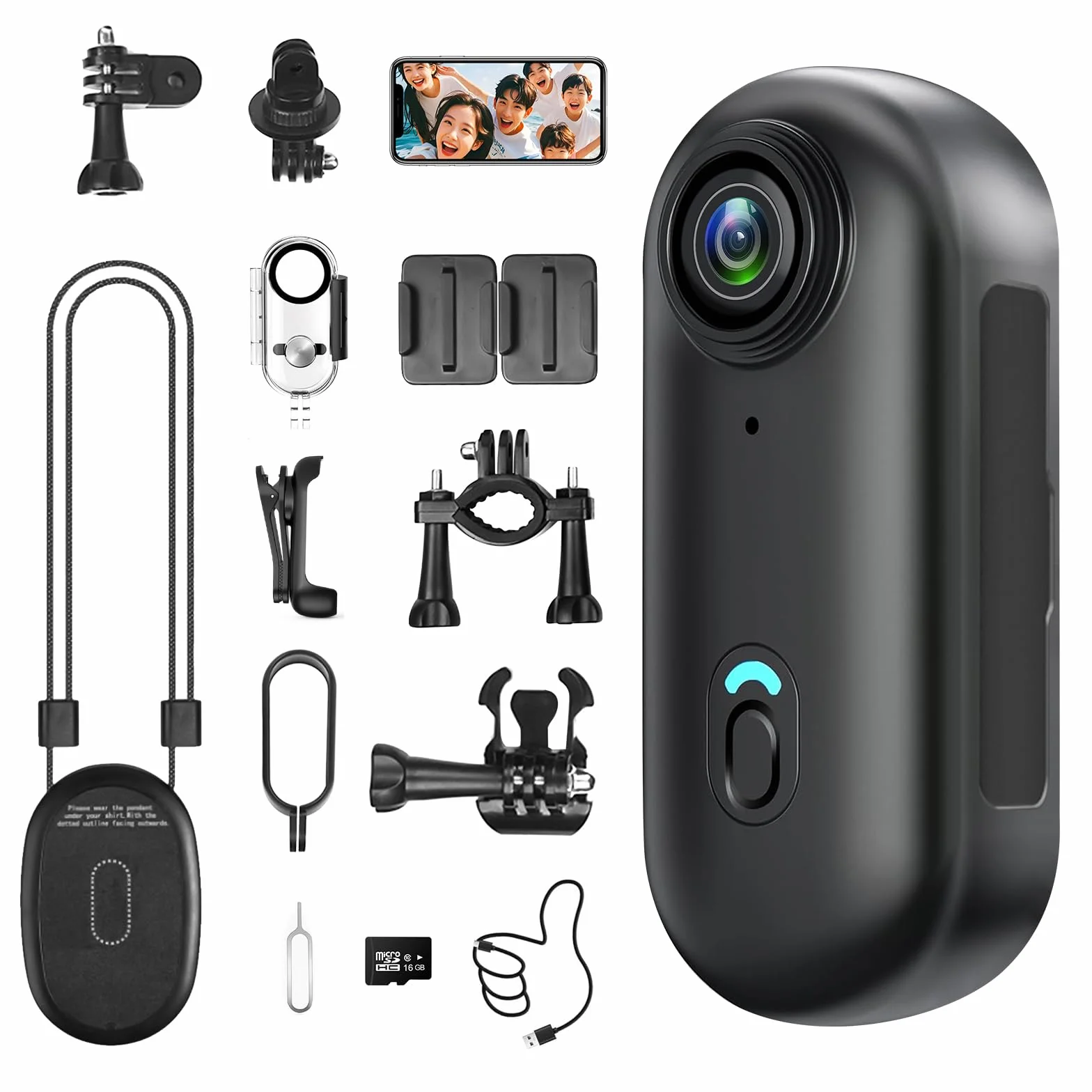 LXMIMI kamera akcji Wi-Fi, 170° sportowa kamera Wi-Fi HD 1080P, mini kamera sportowa, mała kamera akcji, kamera wideo na rower, kamera na kask motocyklowy z bogatym zestawem akcesoriów do jazdy konnej