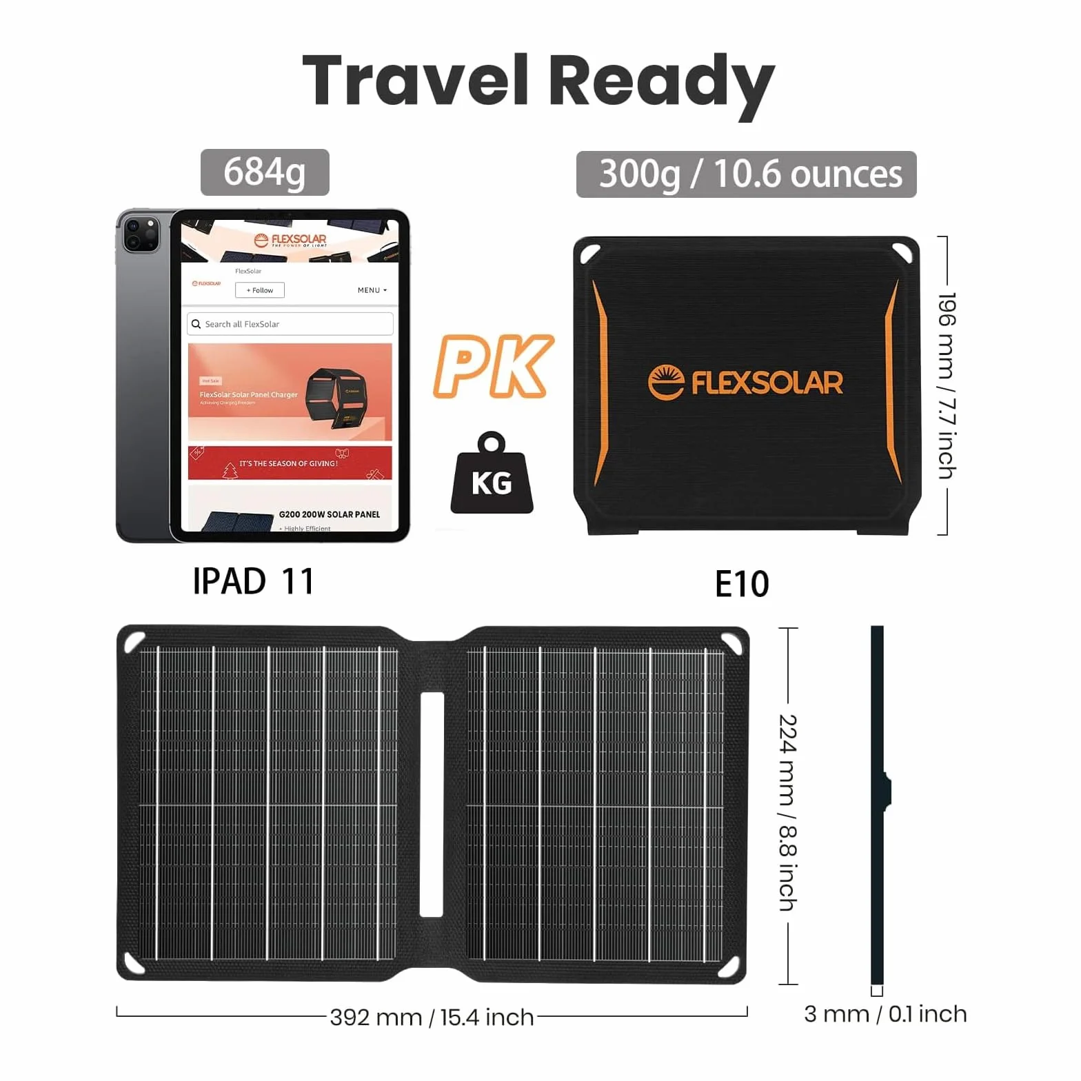 FlexSolar Przenośne ładowarki solarne 10 W, 5 V, USB, małe zasilanie, panele ETFE, składane, wodoszczelne, IP67, kemping, wędrówki, wędrówki z plecakiem, do telefonów, fanów, latarek, zegarków, małych