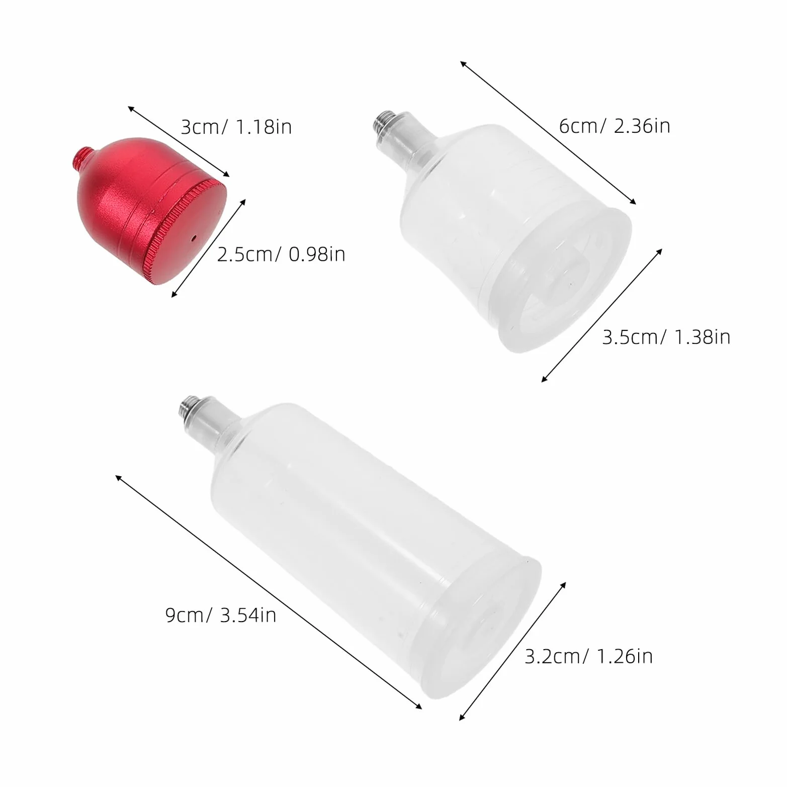 JOINPAYA Lot de 5 Godets d'Aérographe Universels 20 et 40 mm Pots de Peinture Étanches en Plastique