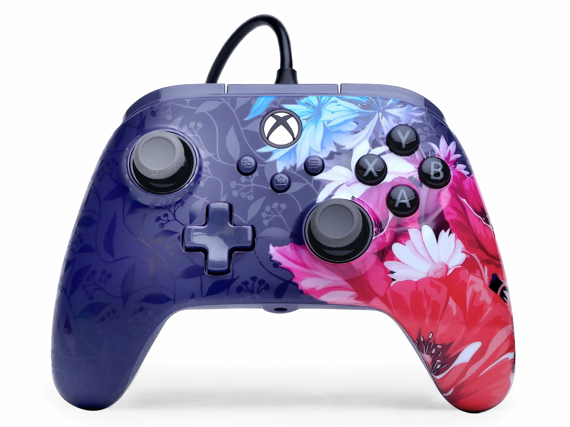 Manette filaire PowerA Advantage Plus Xbox Series X|S - Fleur nocturne, joysticks réglables en hauteur, à effet Hall, boutons mappables
