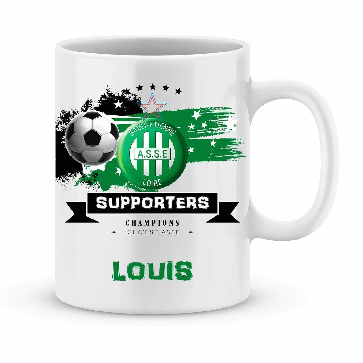 Mug personnalisé ASSE Saint Etienne foot prénom original Ligue 1