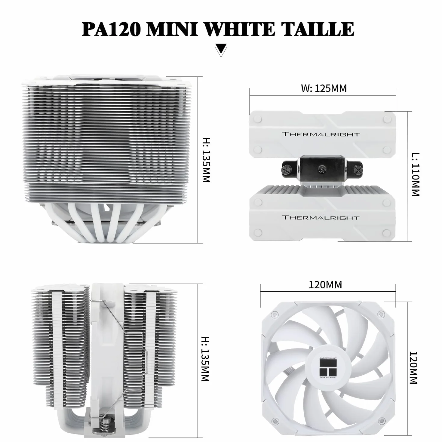 Thermalright Peerless Assassin 120 MINI White chłodnica powietrza CPU, 6 rur cieplnych, wentylator PWM 120 mm, wysokość 135 mm, podwójna wieża, do AMD AM4 AM5/Intel LGA 1851/1700/1150/1151/1200/2011
