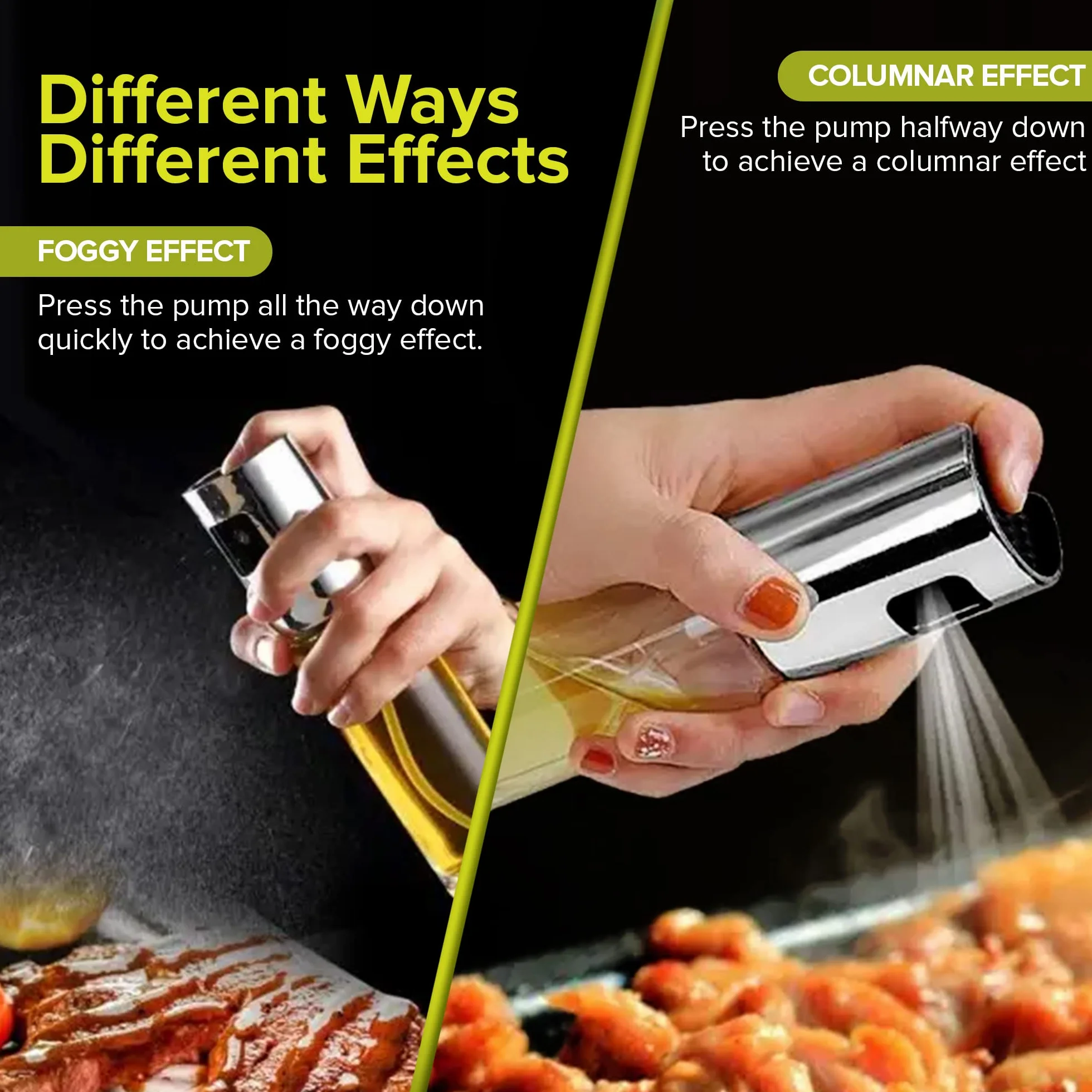 PORTENTUM Pulvérisateur d’Huile 100 ml Inox Huile Spray Cuisine Friteuse Air Huilier Verre Antigoutte