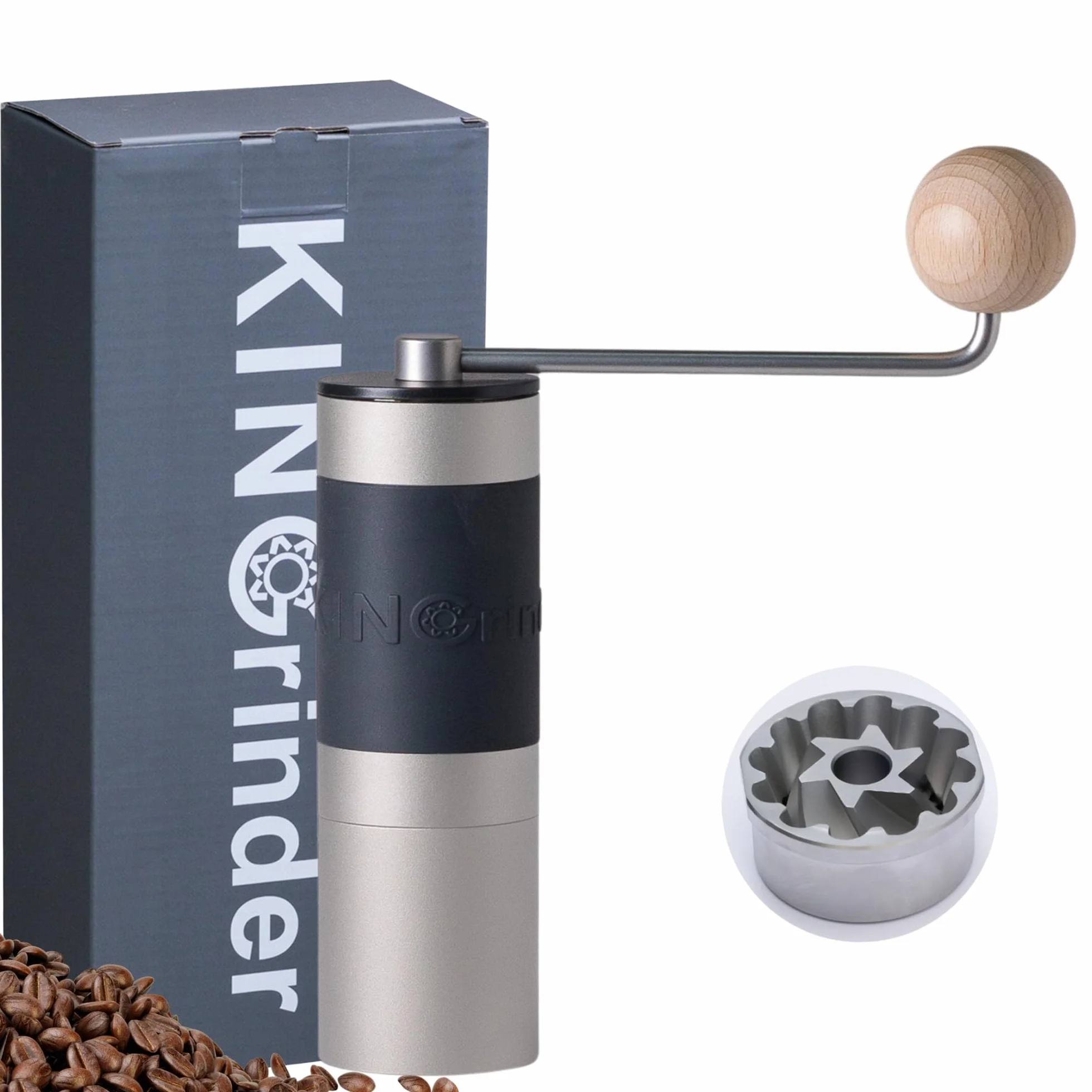 【Argenté】KINGrinder K2 moulin à café manuel avec 140 niveaux de mouture réglables pour French Press, filtre et espresso, capacité 20–25 g