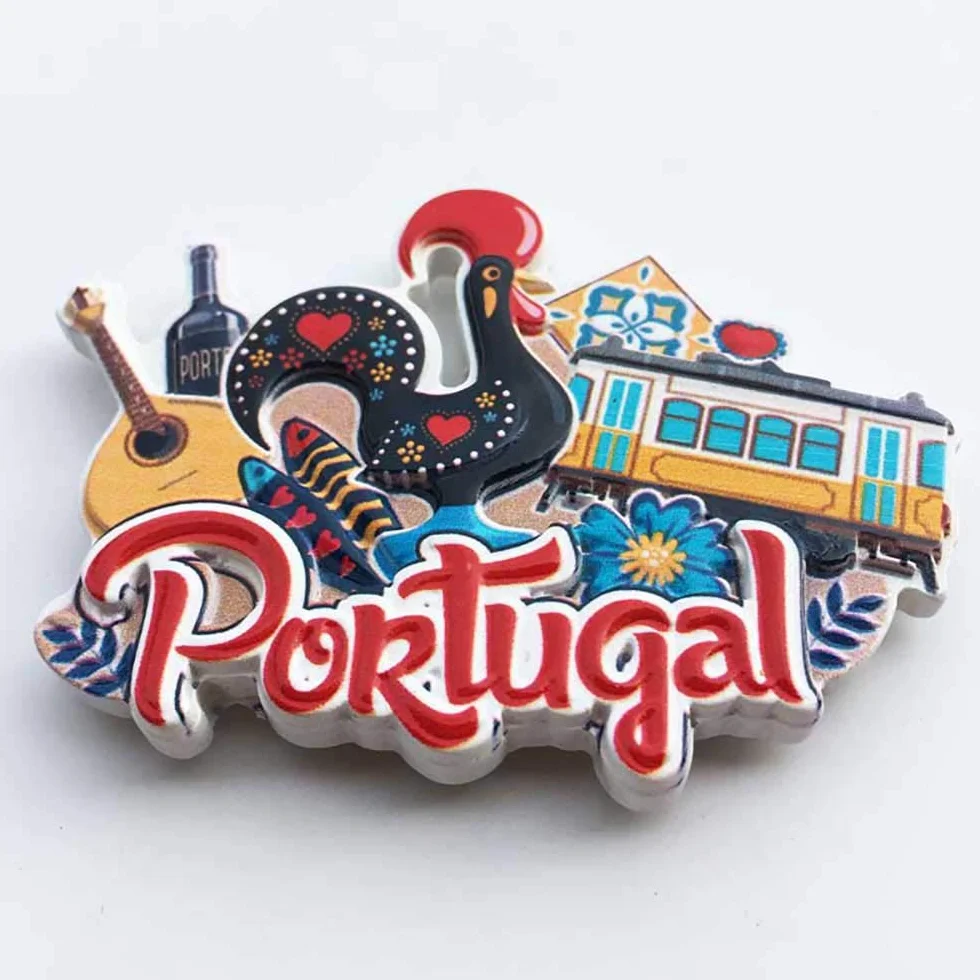 Aimant de réfrigérateur 3D Portugal souvenir touristique résine fait main