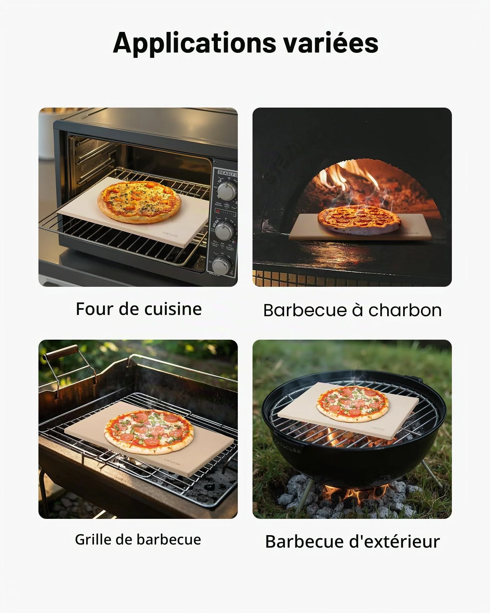 VEVOR Pierre à pizza rectangulaire en cordiérite 50,8 x 35,5 cm, pierre de cuisson extra large avec pelle en aluminium, résistante à la chaleur, épaisseur 1,5 cm, pour four, cuisson du pain, barbecue