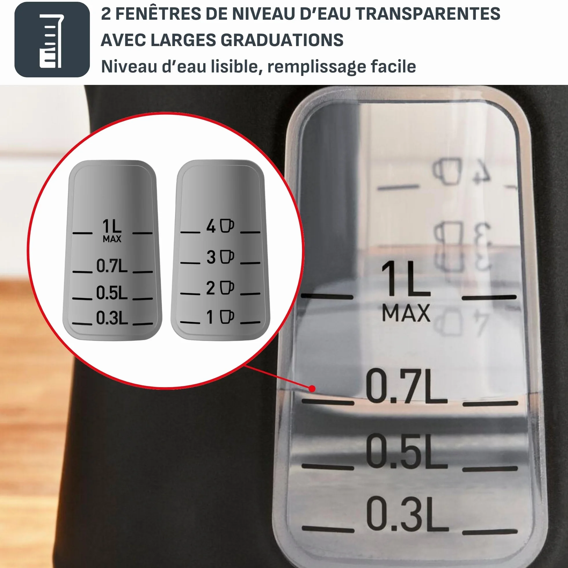 Tefal Bouilloire électrique 1 L Ébullition rapide Filtre anticalcaire amovible Poignée ergonomique Noire