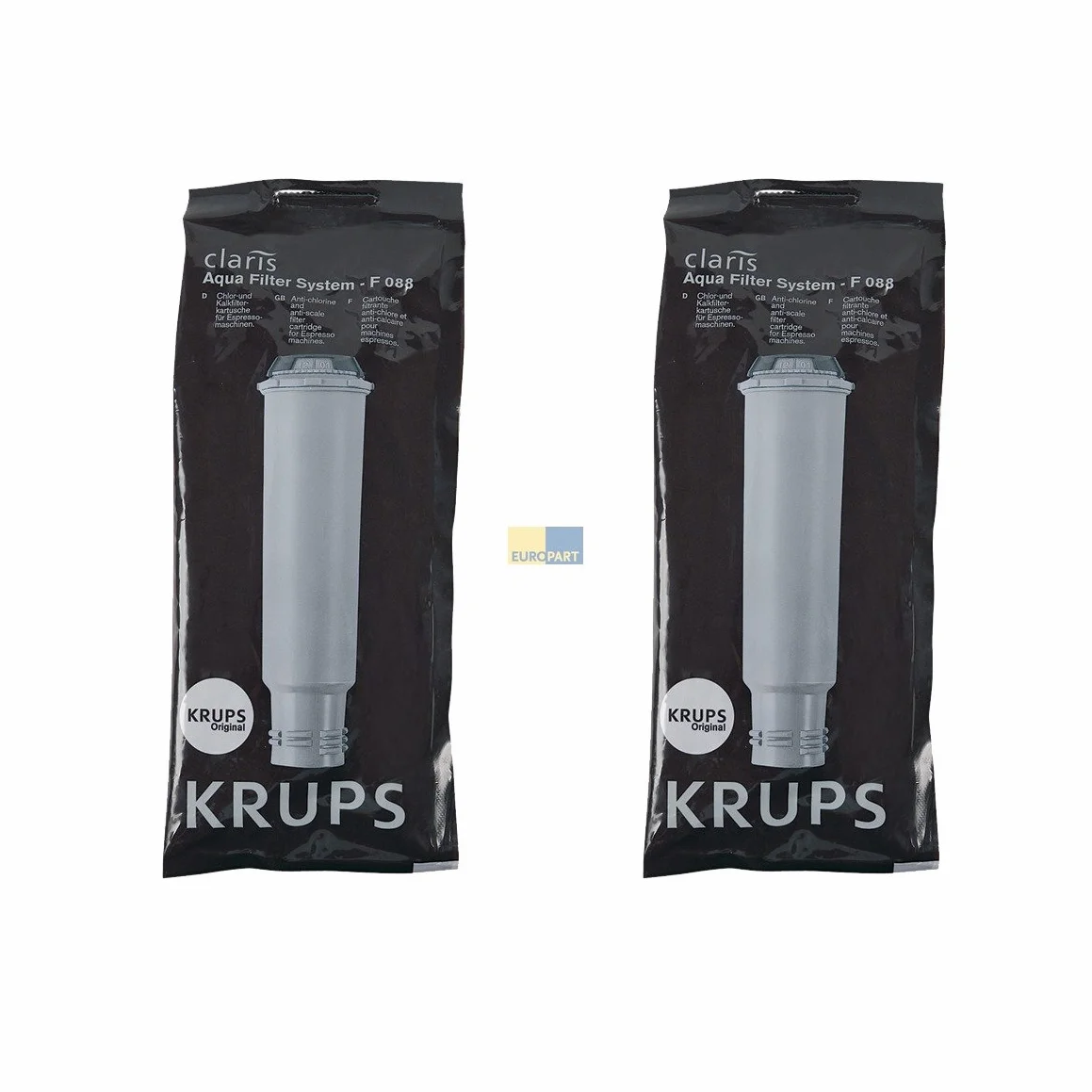 Lot de 2 cartouches filtrantes Krups Claris F088 pour machine à café