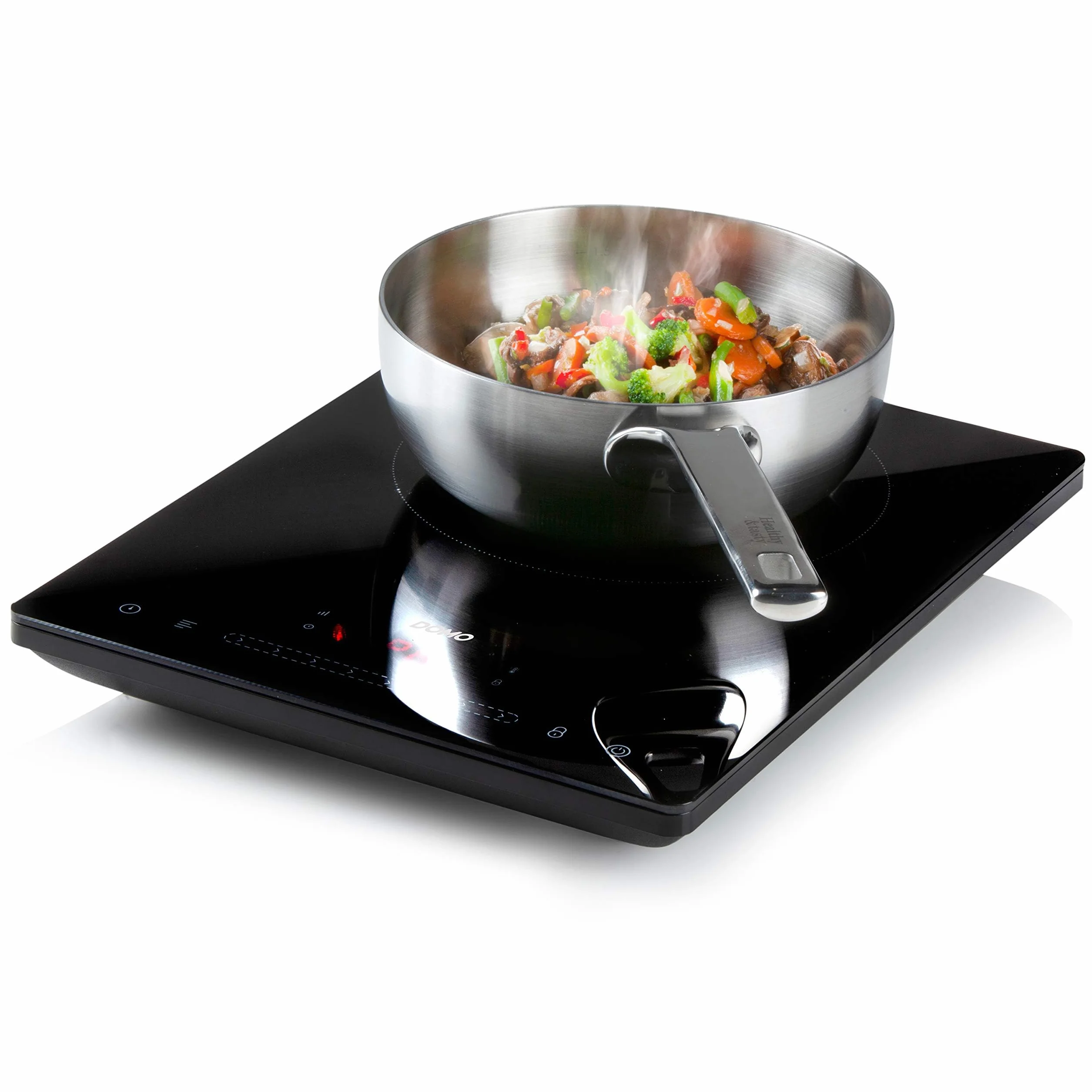 DOMO DO332IP Plaque Induction - Écran LED - Plaque de cuisson 1 feu - Ø 20 cm - Arrêt automatique - Sécurité enfants - Noir