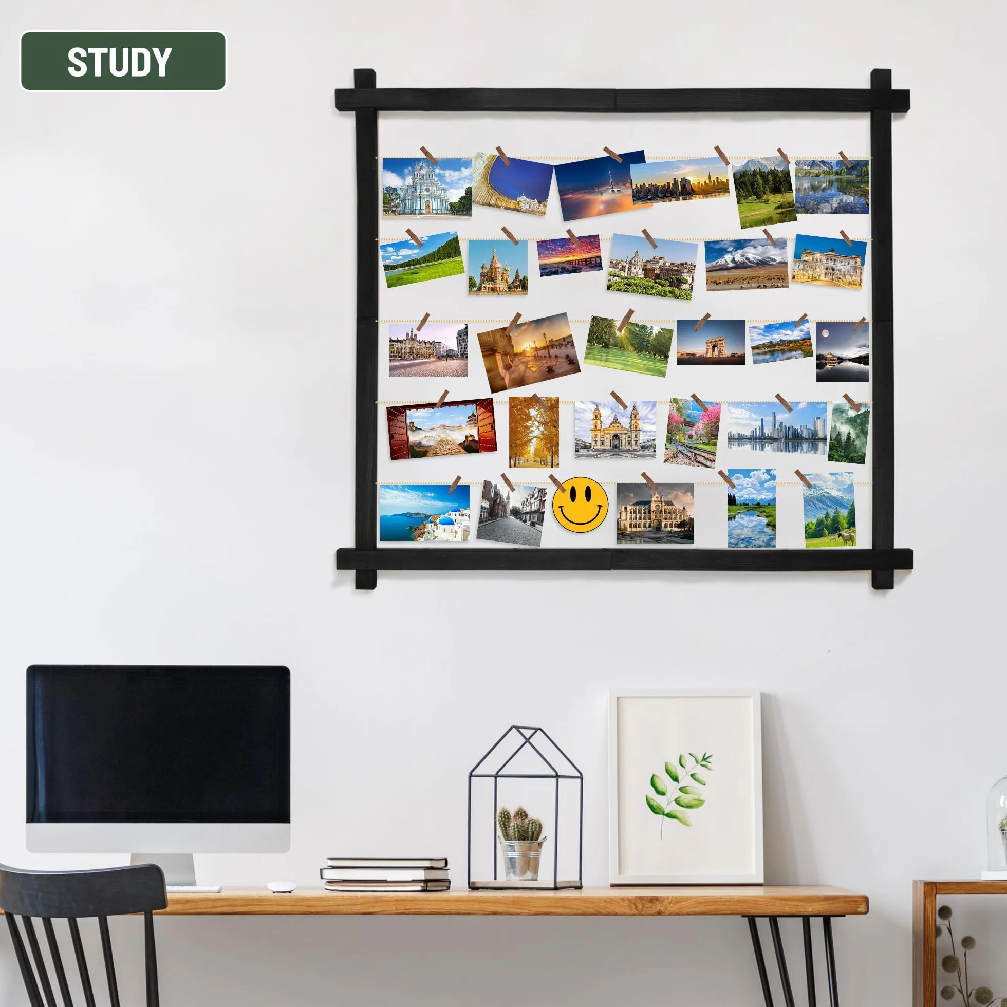 Cadre photo en bois mural noir rustique pour décoration intérieure PHOENANCEE