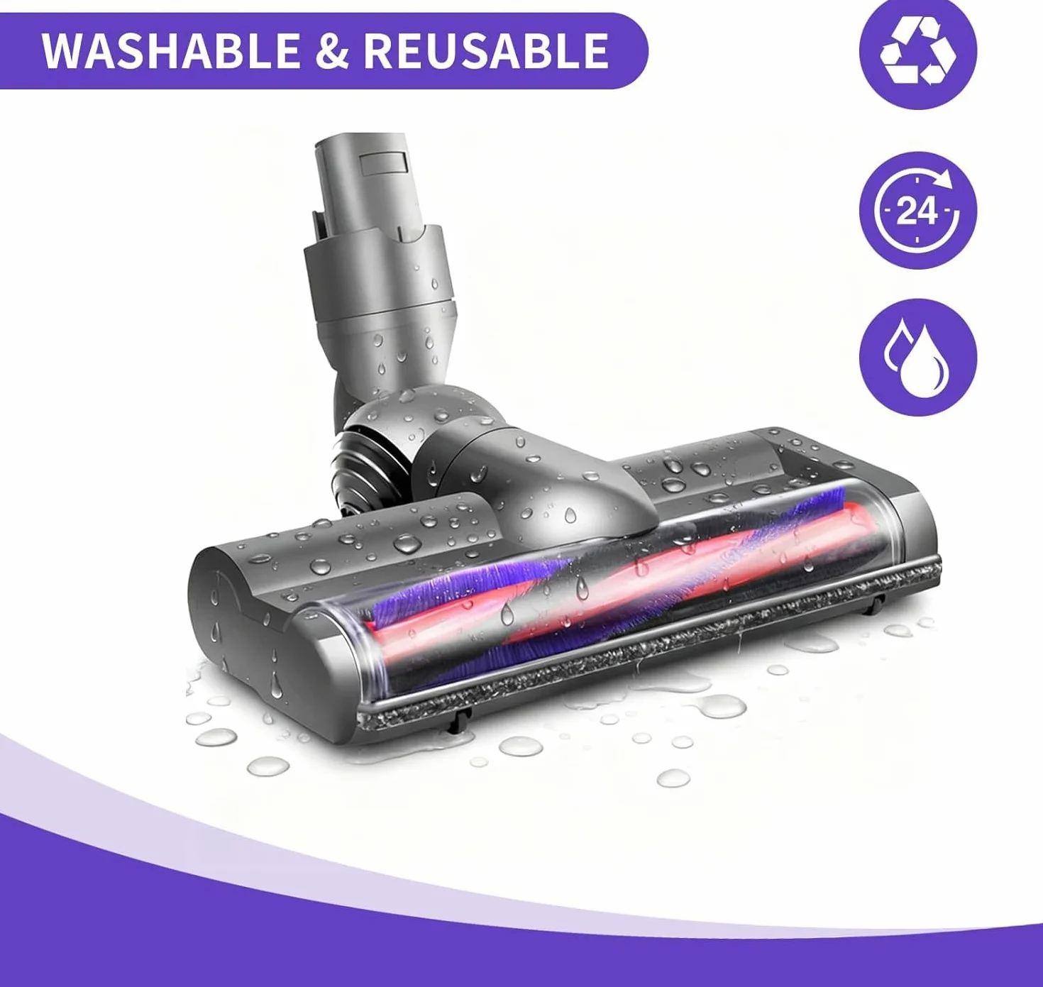 Tête de Brosse pour Dyson V6 DC58 DC59 DC62 DC72 D74 SV04 SV06 SV09, Brosse électrique pour Dyson V6 DC58 DC59 DC62 DC72 DC74, entraînement Direct pour Dyson V6, pour Sols Durs et Moquettes