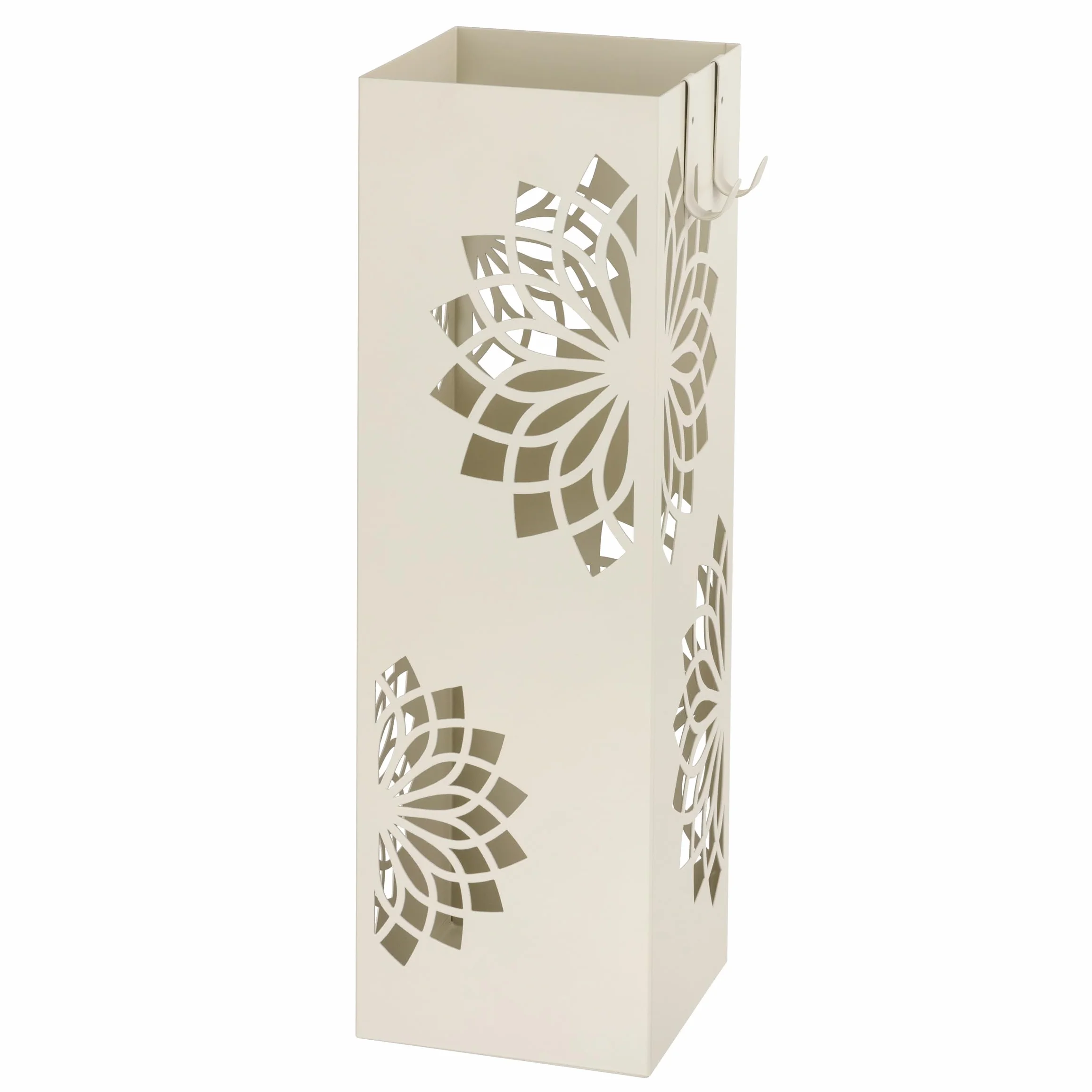 Baroni Home Porte-Parapluie Carré Métal Design Mandala Blanc 16x16x49 cm