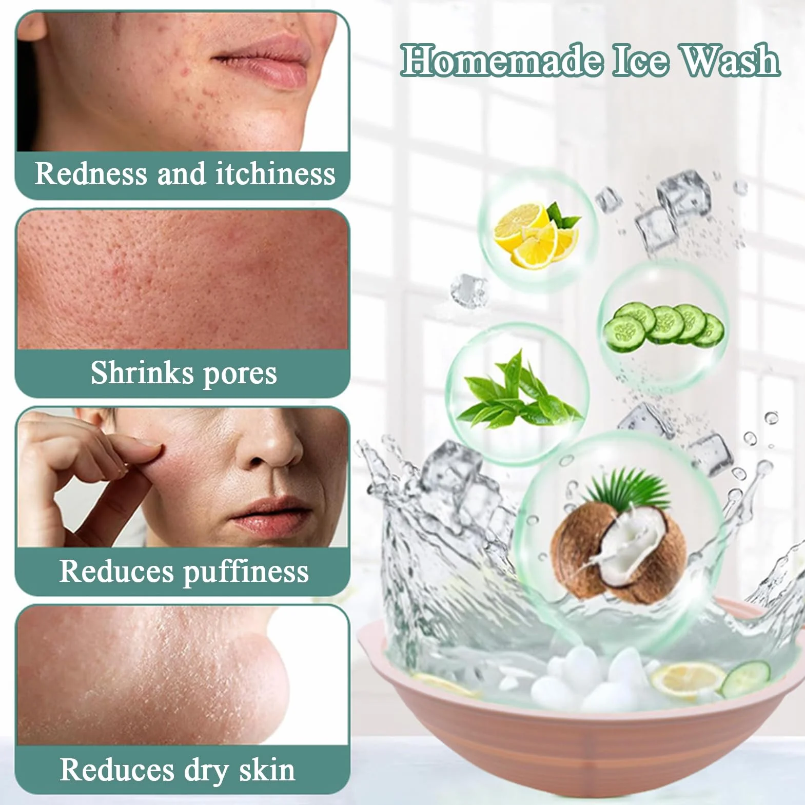 Bassin de Glace pour le Visage en Silicone Pliable Bol de Bain Visage Soins Cutanés