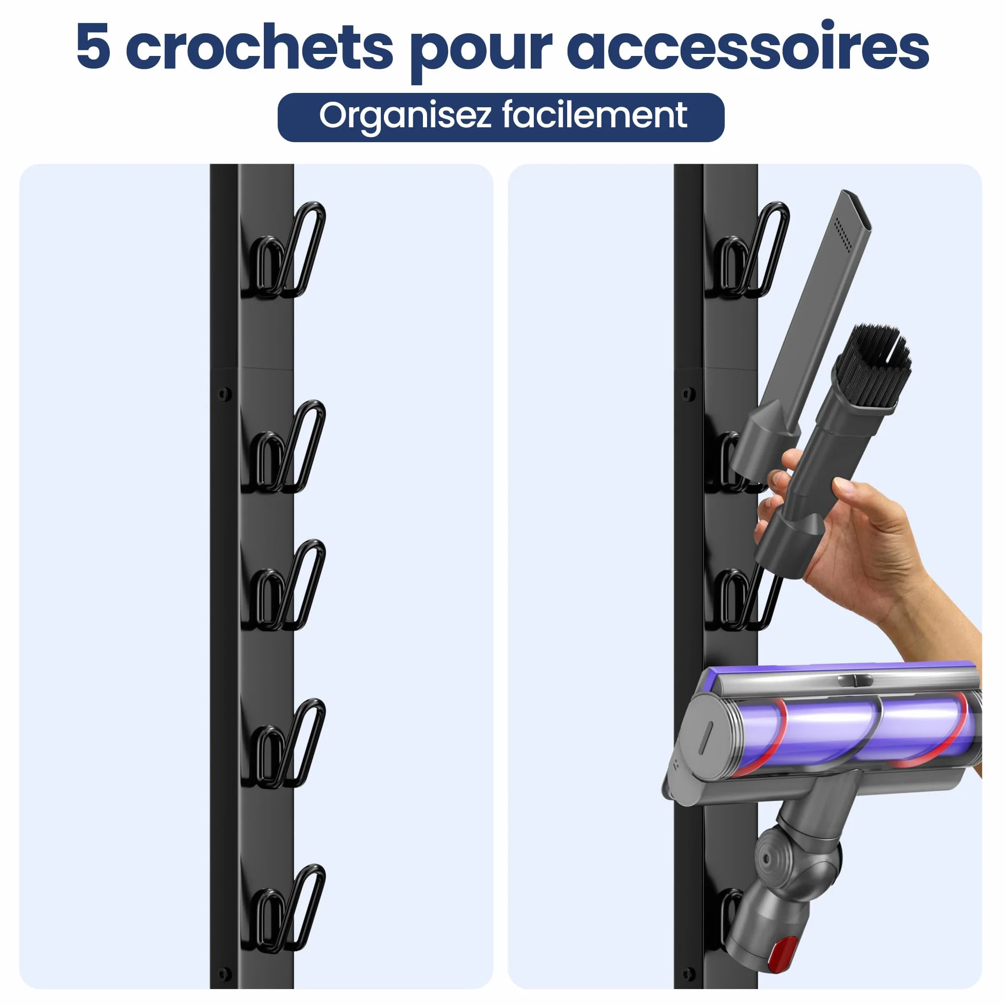 pickpiff Support pour aspirateur Dyson sur pied, compatible V15 V12 V11 V10 V8 V7 V6 / DC58 DC59 DC62 DC74 – rangement pour accessoires, gain de place, installation facile
