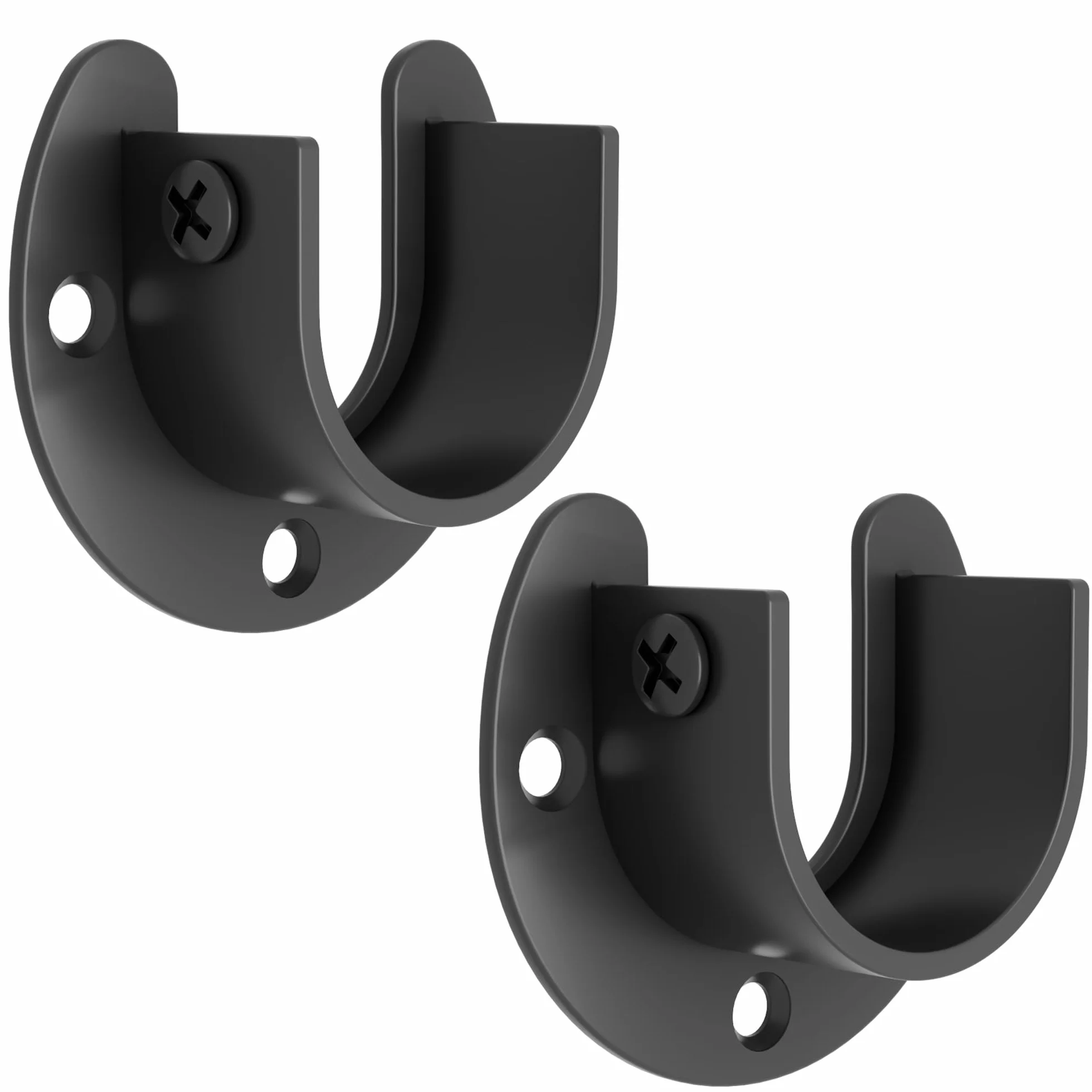 SAYAYO Support Tringle Rideaux Barre Penderie Acier Inoxydable Réglable 24-29mm 2 Pcs Noir Mat