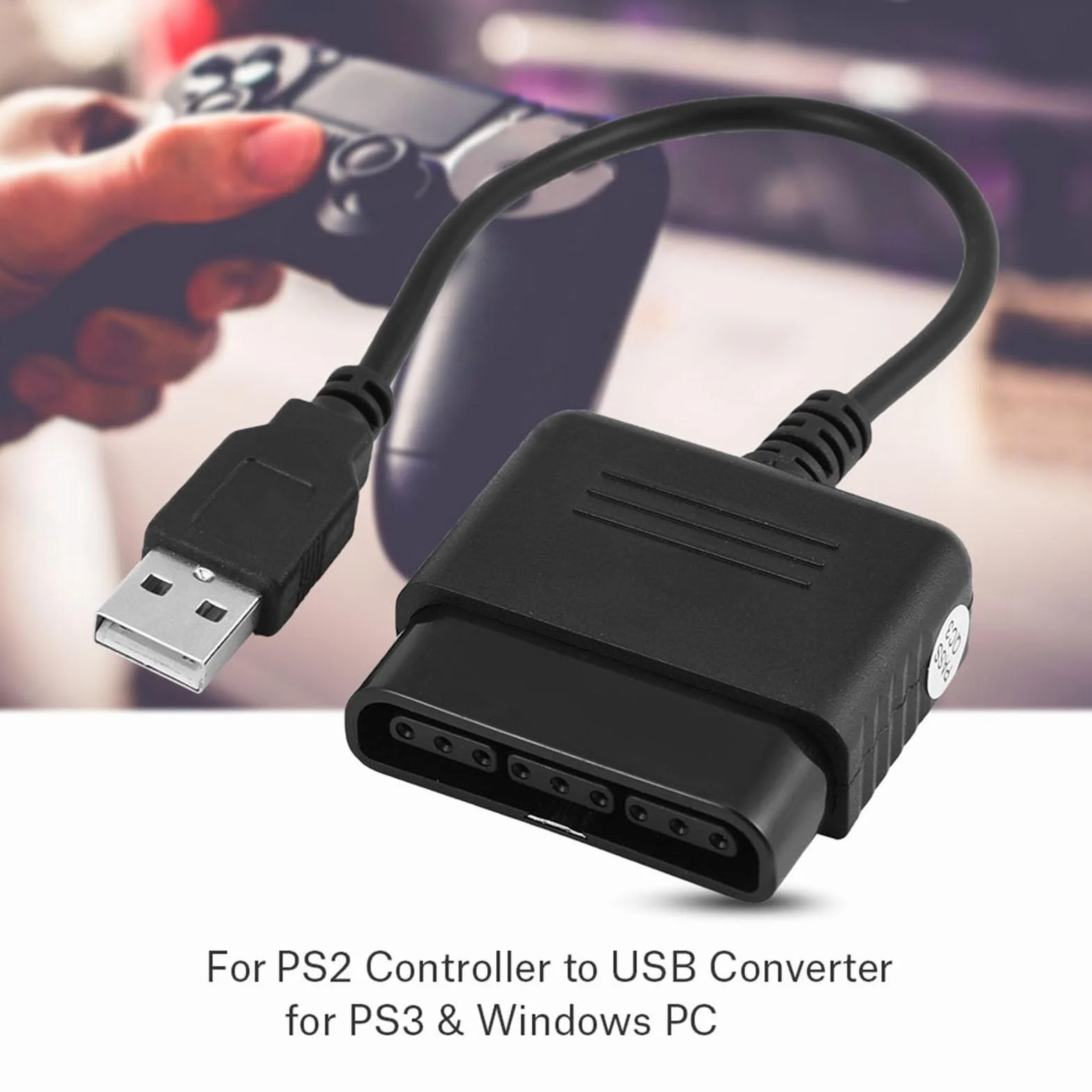 Adaptateur PS2 USB Convertisseur Câble Jeux PS2 vers PS3 PC Manettes Originales Double Vibration Compatible Windows ABS
