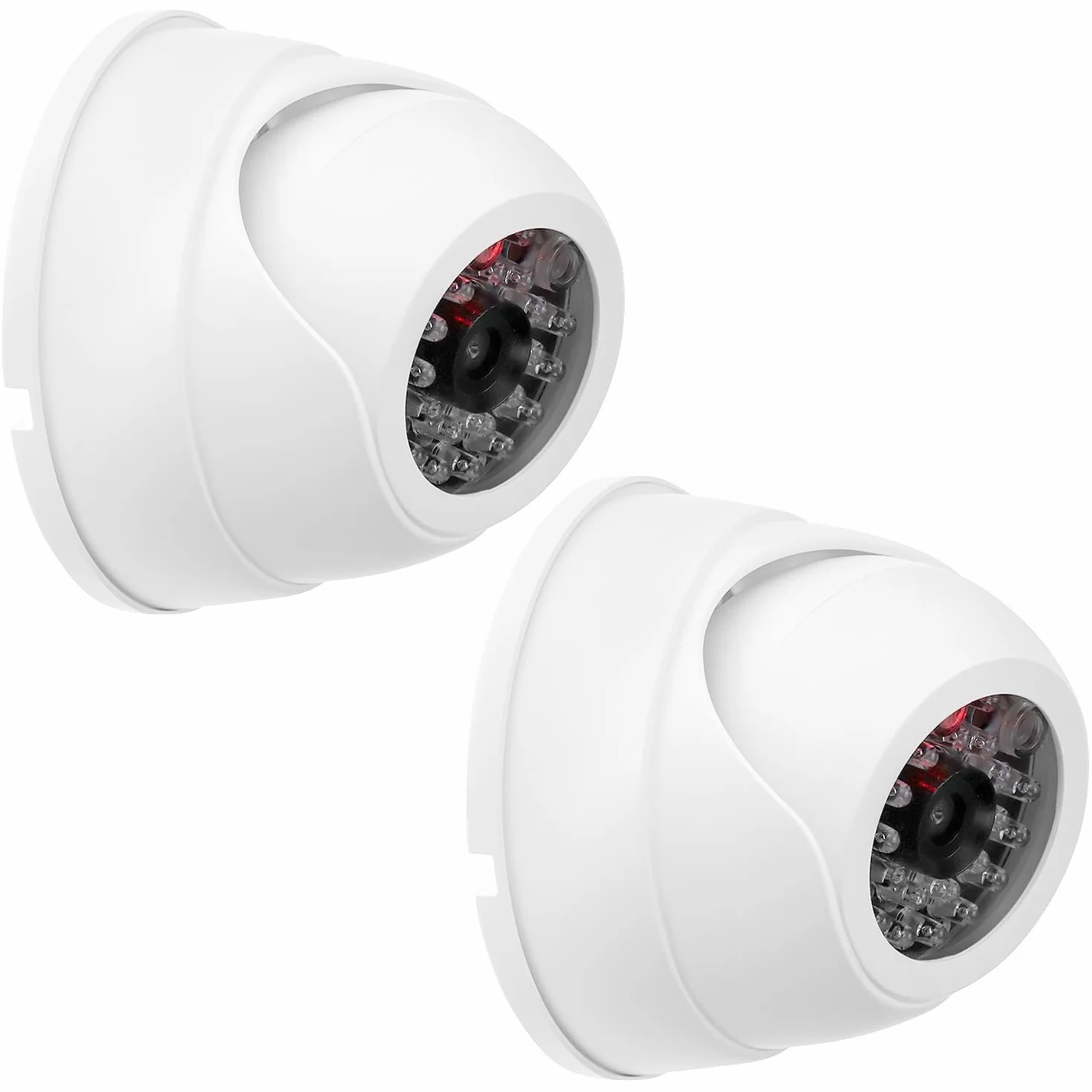 QWORK® 2 x atrapa kamery kopułkowej z diodami LED - sztuczna kamera do użytku wewnątrz i na zewnątrz - zbytnio prawdziwa