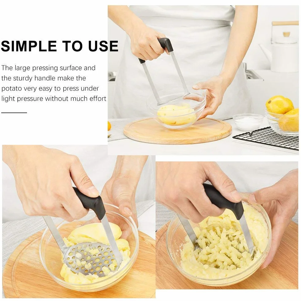 Vegena Presse Purée Acier Inoxydable Broyeur de Pommes de Terre Lisse Éplucheur
