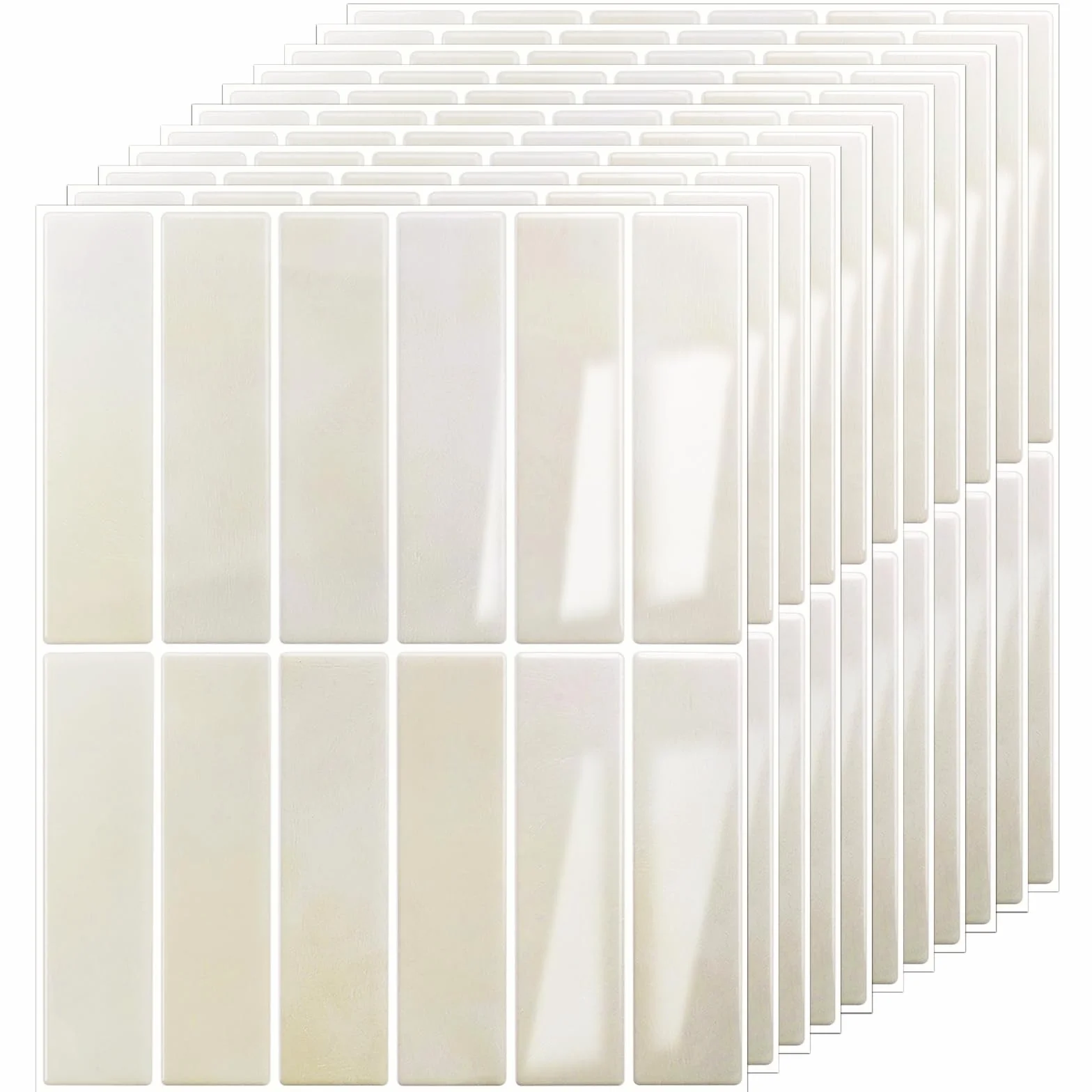Crédence Adhésive Cuisine 10 Pièces Carrelage Adhésif Mural Imperméable Beige 22.9x29cm