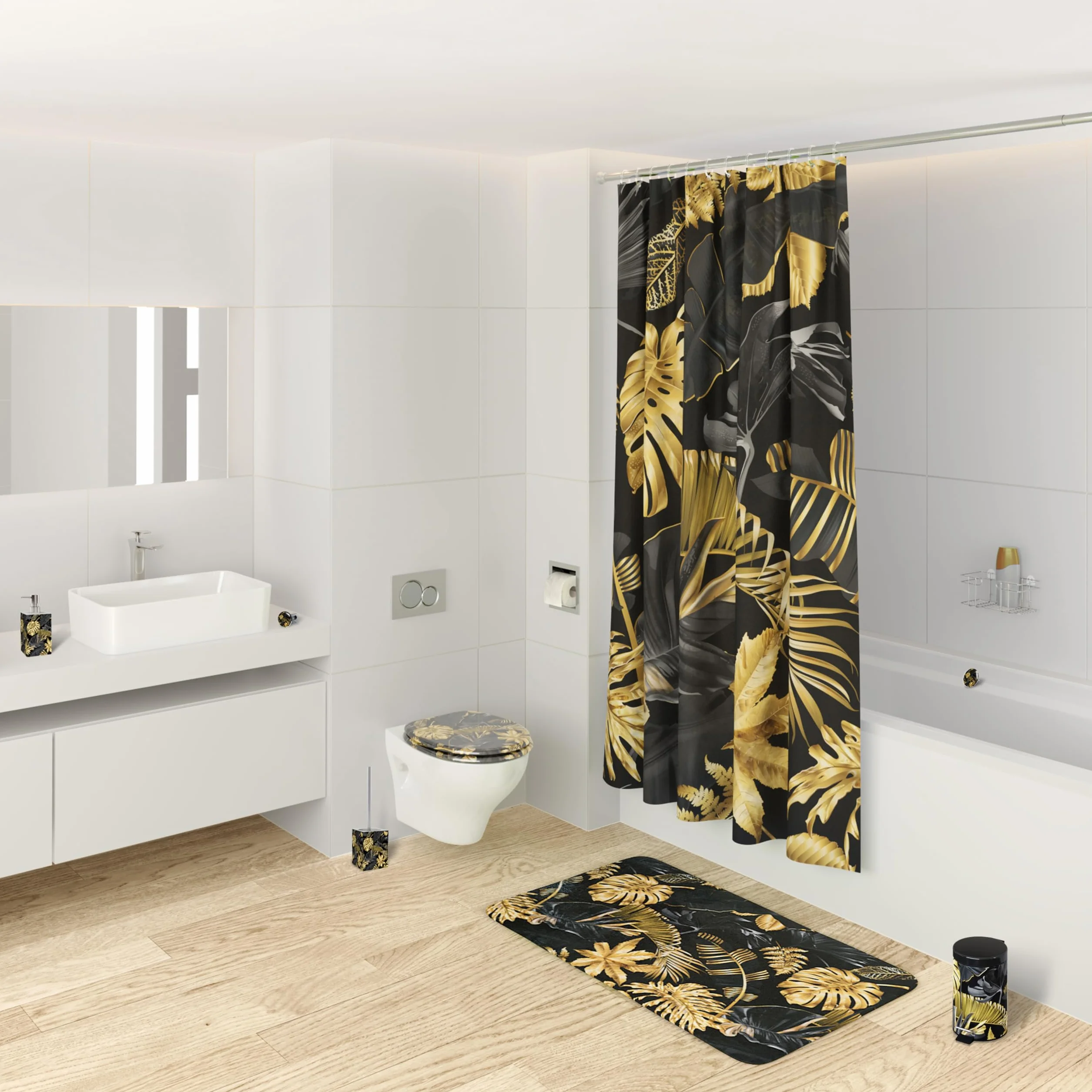 Sanilo Coussin de Bain, Nombreux Coussin pour Baignoire Confortables à Motifs, Coussins de Nuque Munis de Puissantes Ventouses, Lavables (Golden Leaves)