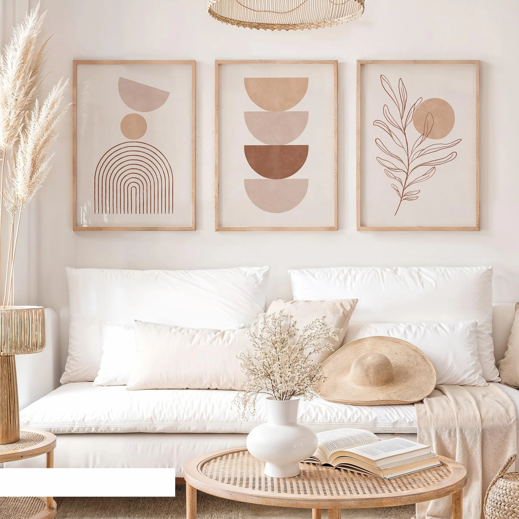 Tableau Decoration Murale 30x40 Sans Cadre Lot de 3 Poster Mural Boheme Terracotta