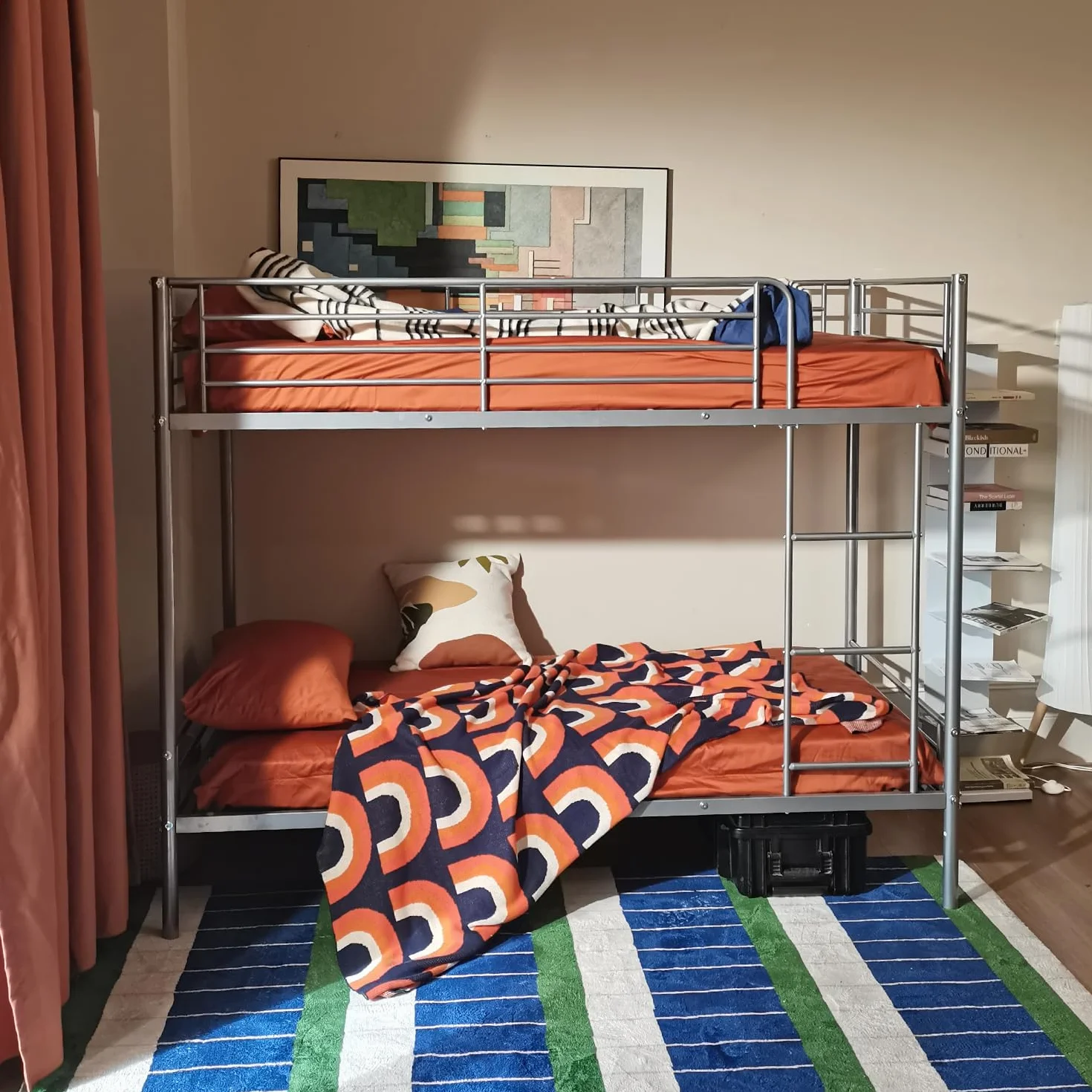 Meuble Cosy Lit superposé 2 Personnes Cadre de Lits 90x190cm en métal pour Enfant Chambre à Coucher Maison, Gris