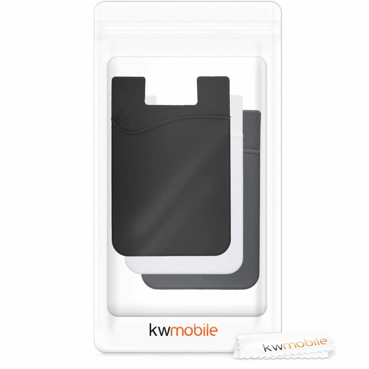 kwmobile 3X Samoprzylepny uchwyt na karty do telefonu - Silikonowe Etui na smartfona - Niebieski Format karty - Czarno-Szaro-Biały