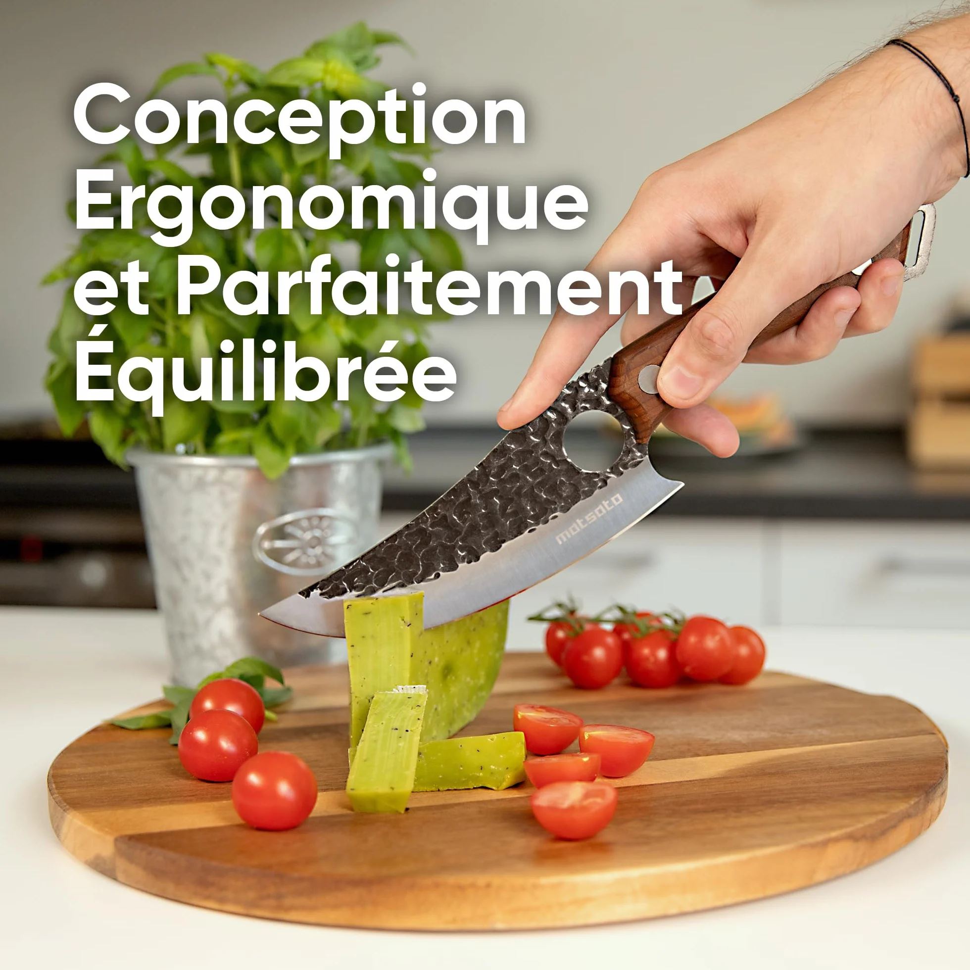 Matsato Couteau de Chef Acier Japonais Tranchant Viande Légumes