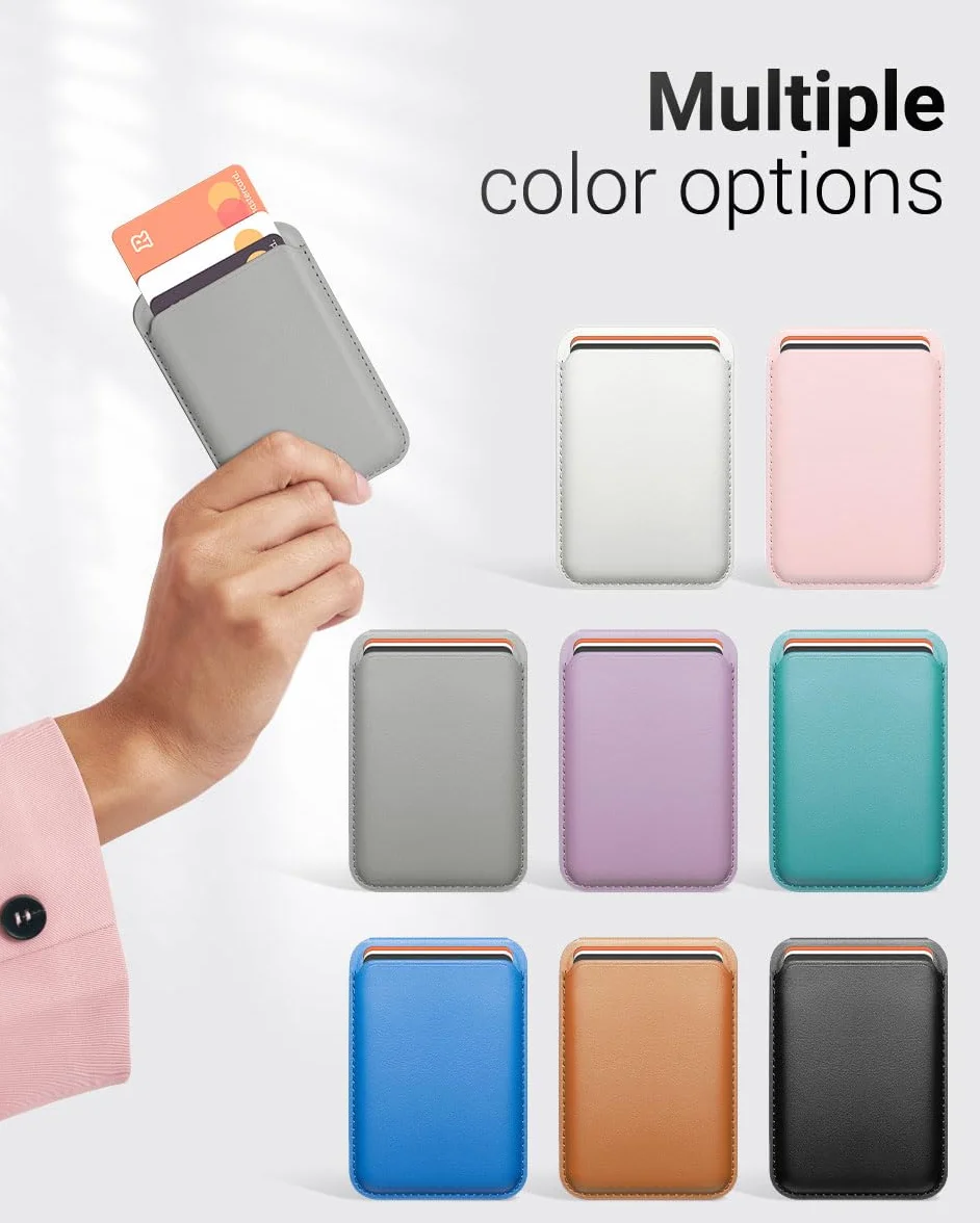 OCASE Magnetyczny portfel z regulowaną podstawką, 3 uchwyty na karty, do serii Kompatybilne z iPhone 16/15/14/13/12, Ultra Slim Nie do iPhone'a Mini Skóra Premium, Szary