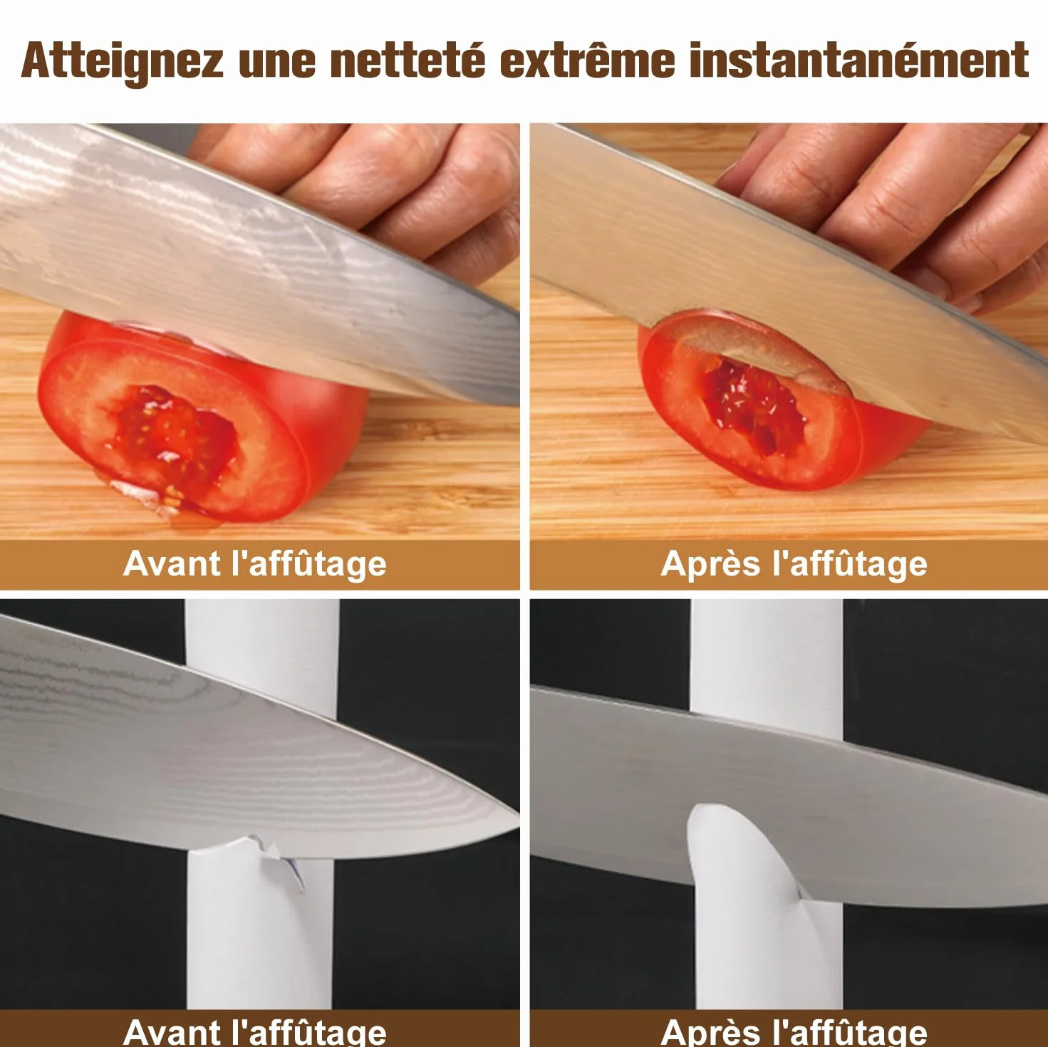Aiguiseur de couteaux électrique 3 étapes meules diamantées moteur silencieux protection surchauffe affûtage rapide cuisine