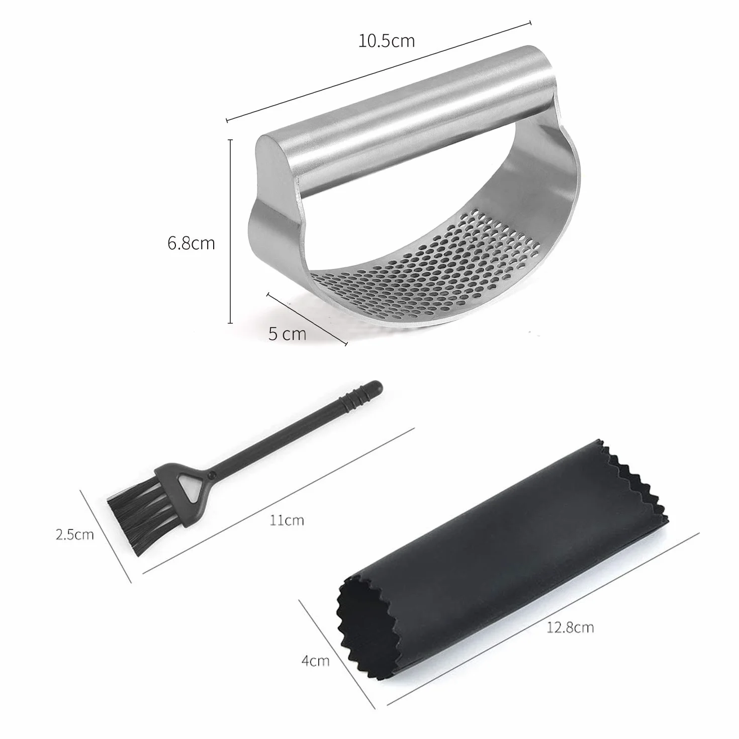 Presse-ail Coupe-ail Acier inoxydable 430 Gingembre Éplucheur Brosse de nettoyage