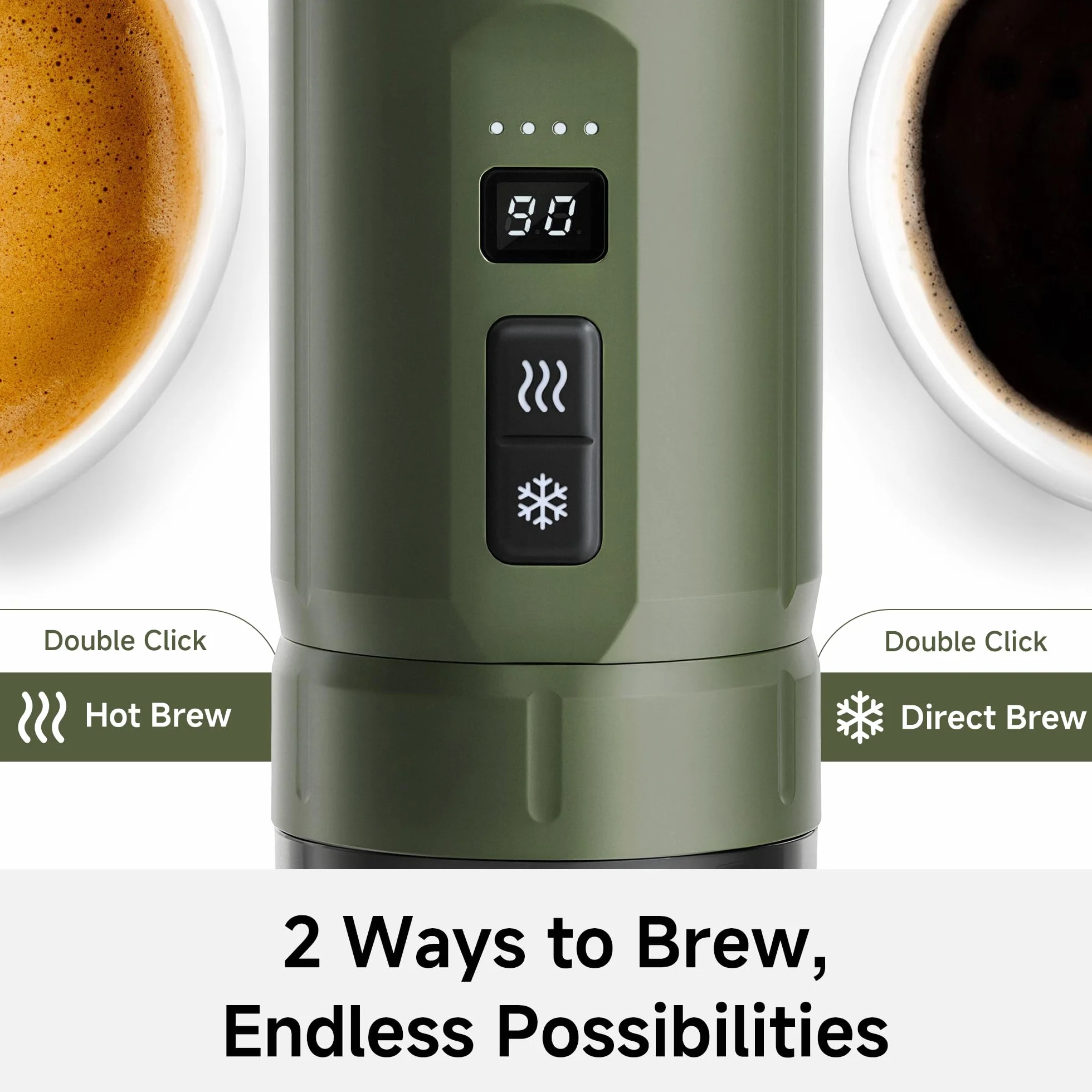 HIBREW H4C Explorer – Cafetière Espresso Électrique Portable, Machine à Café Rechargeable USB-C pour Camping et Voyages, Compacte pour Capsules et Café Moulu, avec Support Pliable et Étui de Transport
